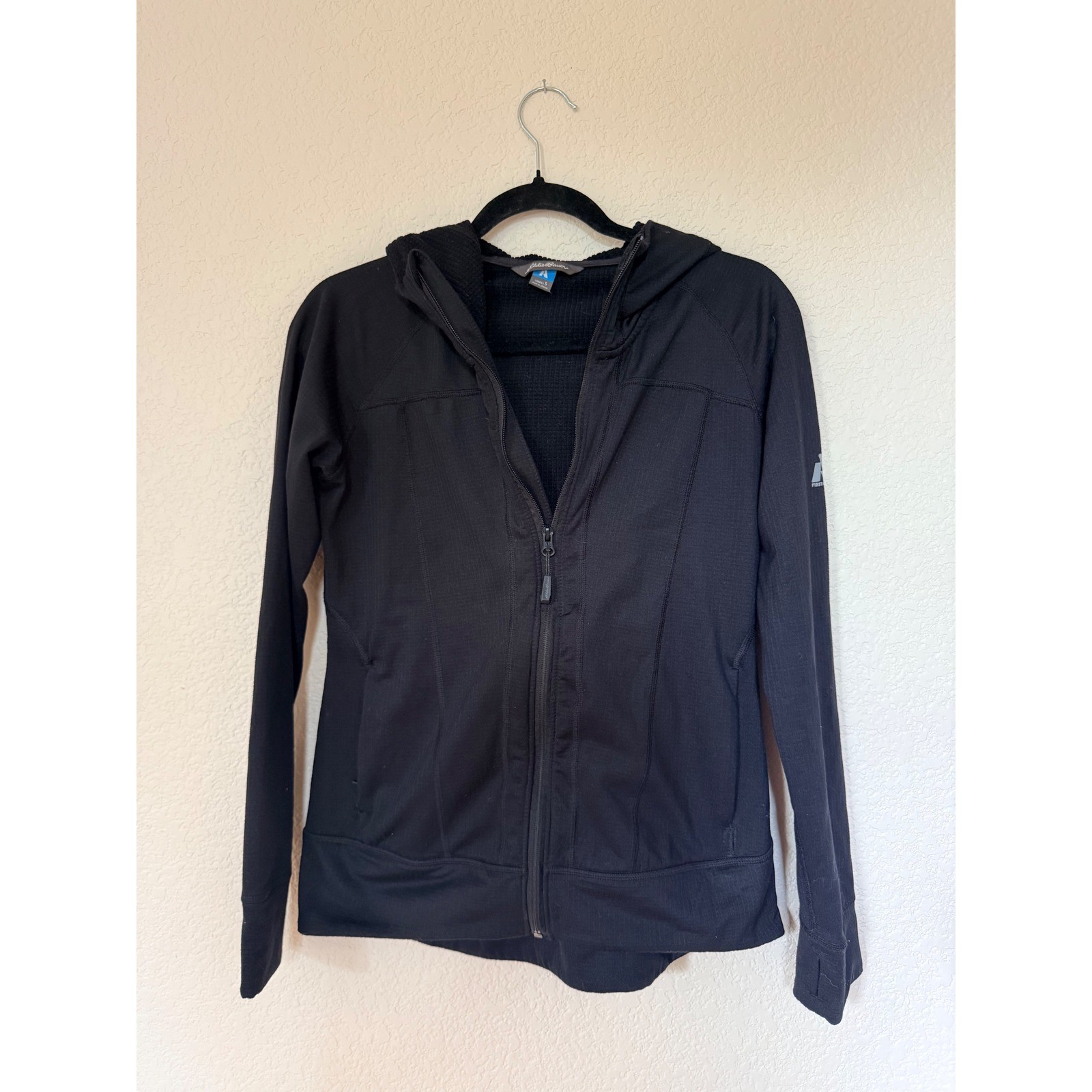 Eddie Bauer First Ascent full-zip grid fleece hoodie. Women\'s S. Black. Eddie Bauer First Ascent full-zip grid fleece hoodie. Women\'s S. Black.