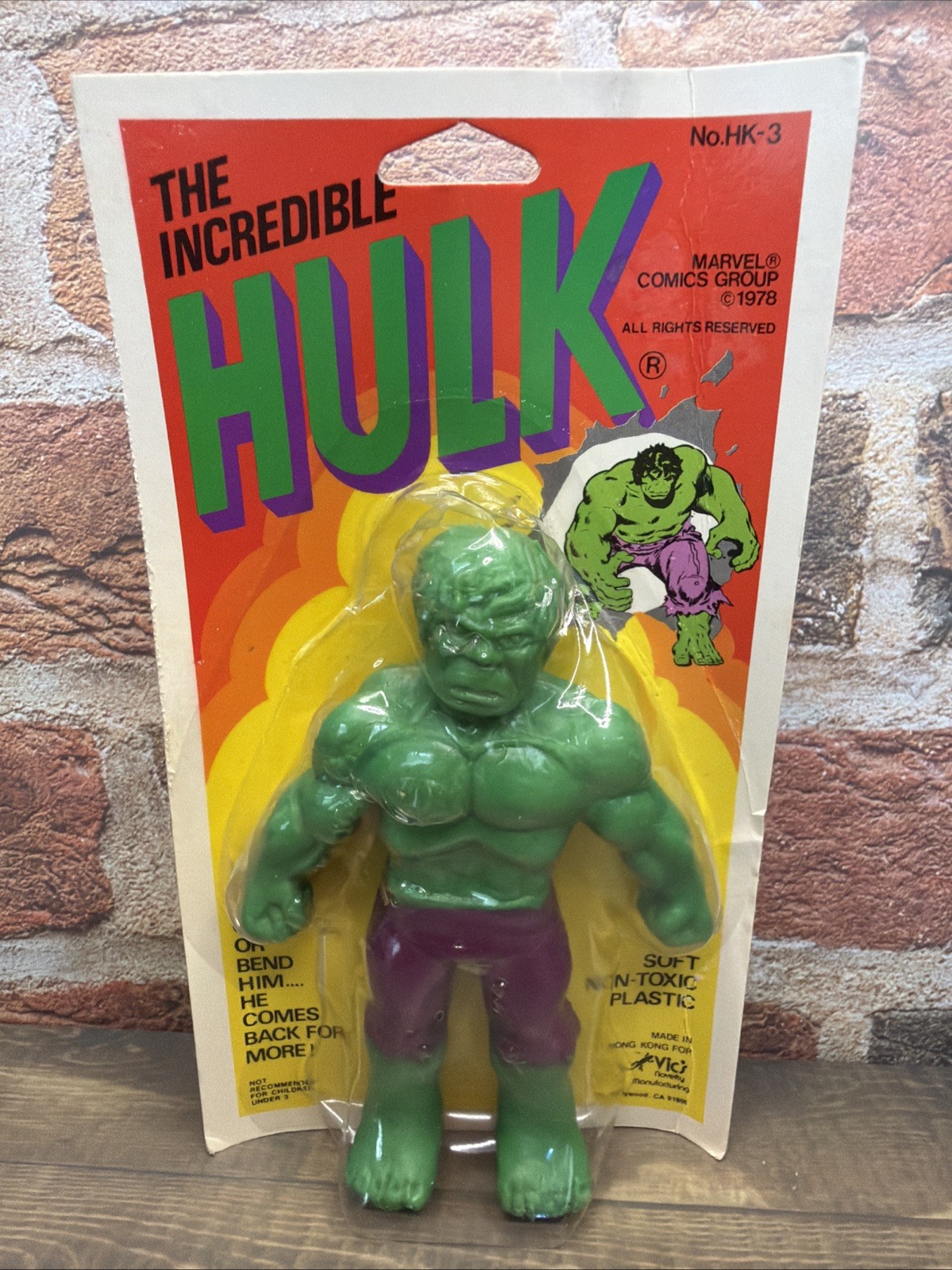 RARE Sealed VTG 1978 Incredible Hulk Vic\'s Novelty Co. Rubber Figure 5” Marvel