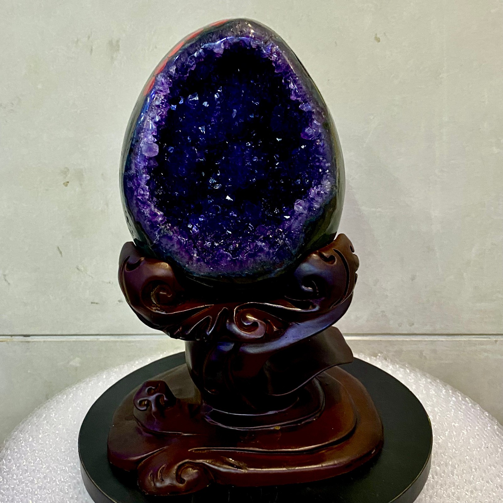 8.4LB  natural rare amethyst Dinosaur egg Quartz Crystal specimen healing+stand