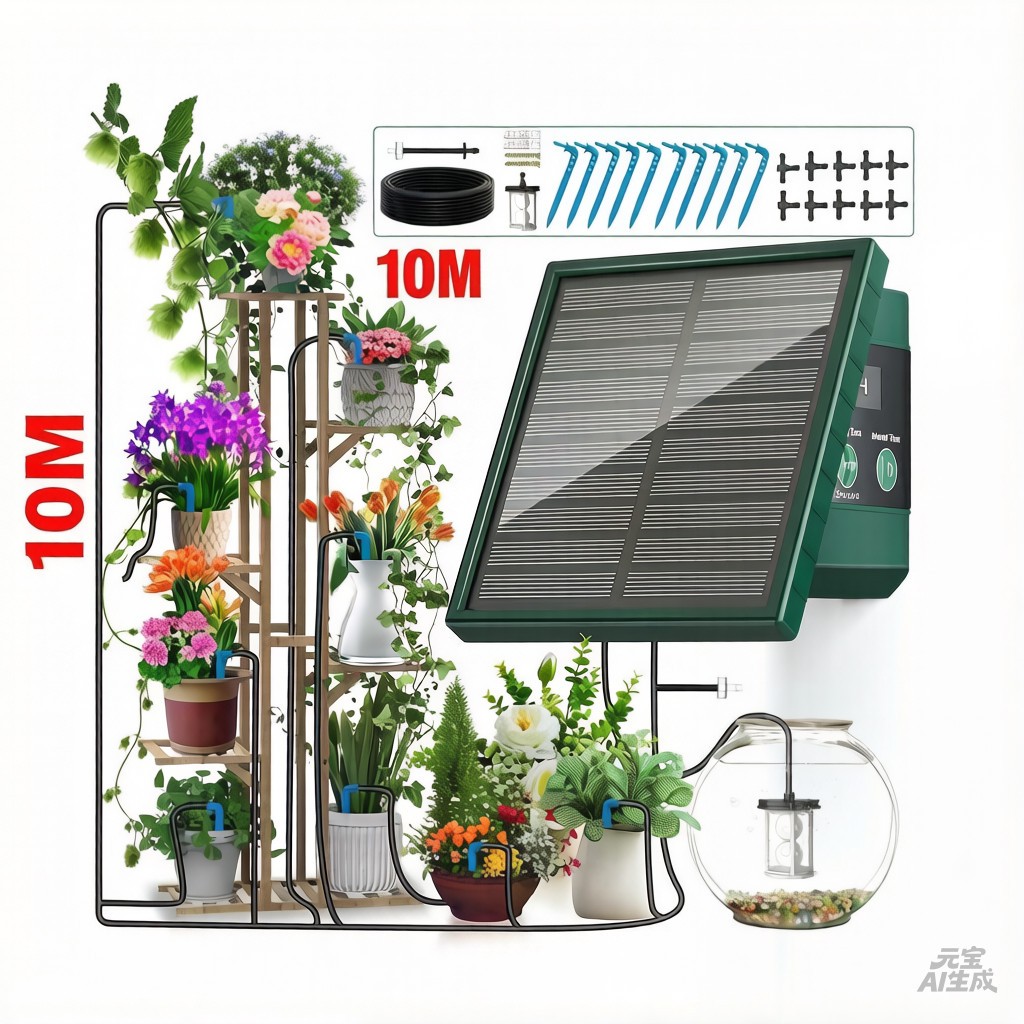Solar/Electric Automatic Drip Irrigation System for Outdoor/Indoor with 2200mAh