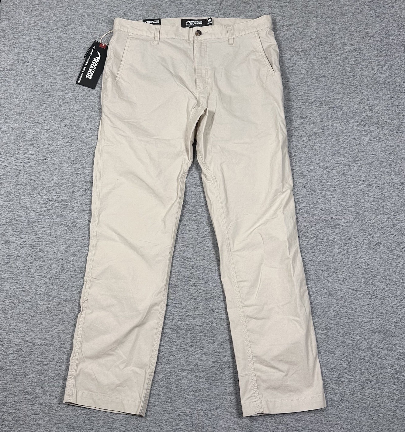 Mountain Khakis Stretch Poplin Pants Mens 35x30 Oatmeal Modern Fit Outdoor