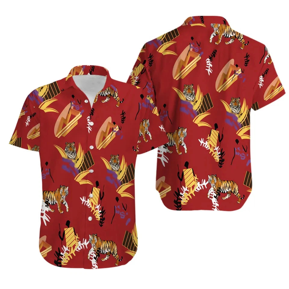 Tony Montana’s red Hawaiian shirt, tropical prints and fierce tigers, Scarface