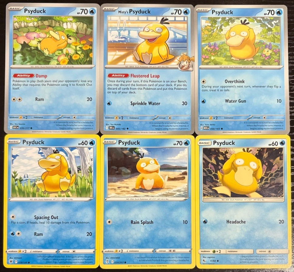 Psyduck Pokemon TCG Collection From 6 Different Art/Set English Cards NM Psyduck Pokemon TCG Collection From 6 Different Art/Set English Cards NM
