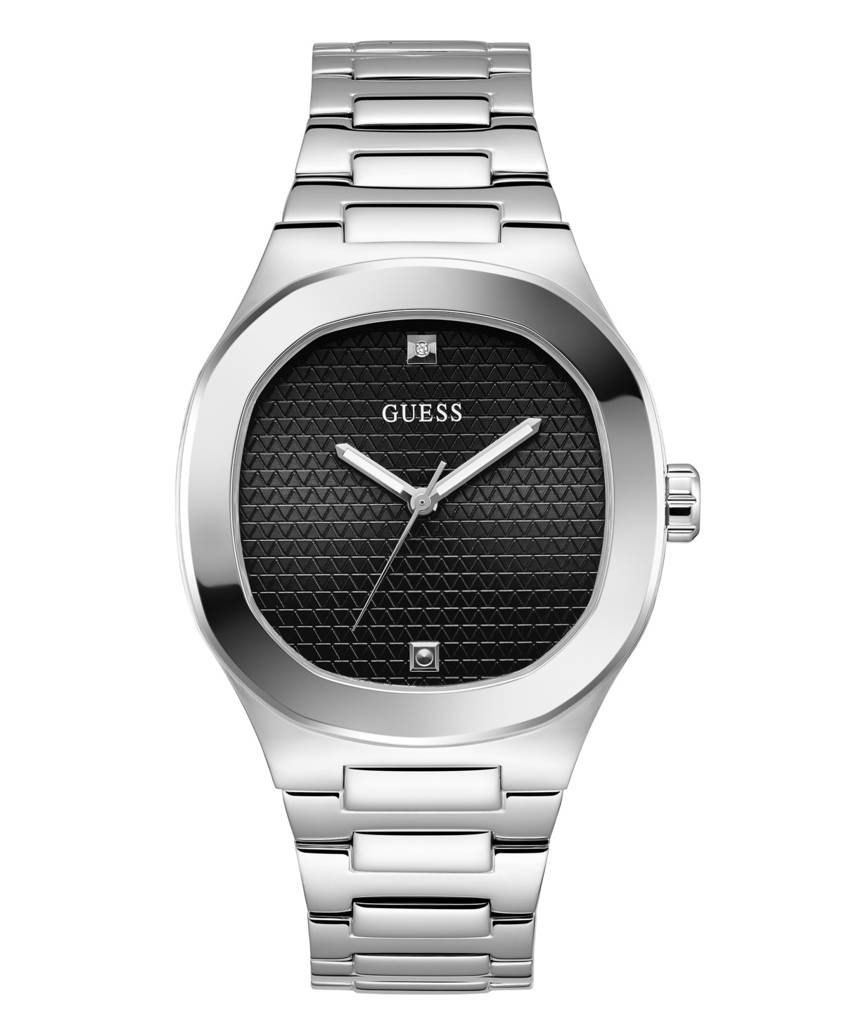 Guess Analog GW0662G1-SLV Men\'s Silver/Black Dial Steel Watch New