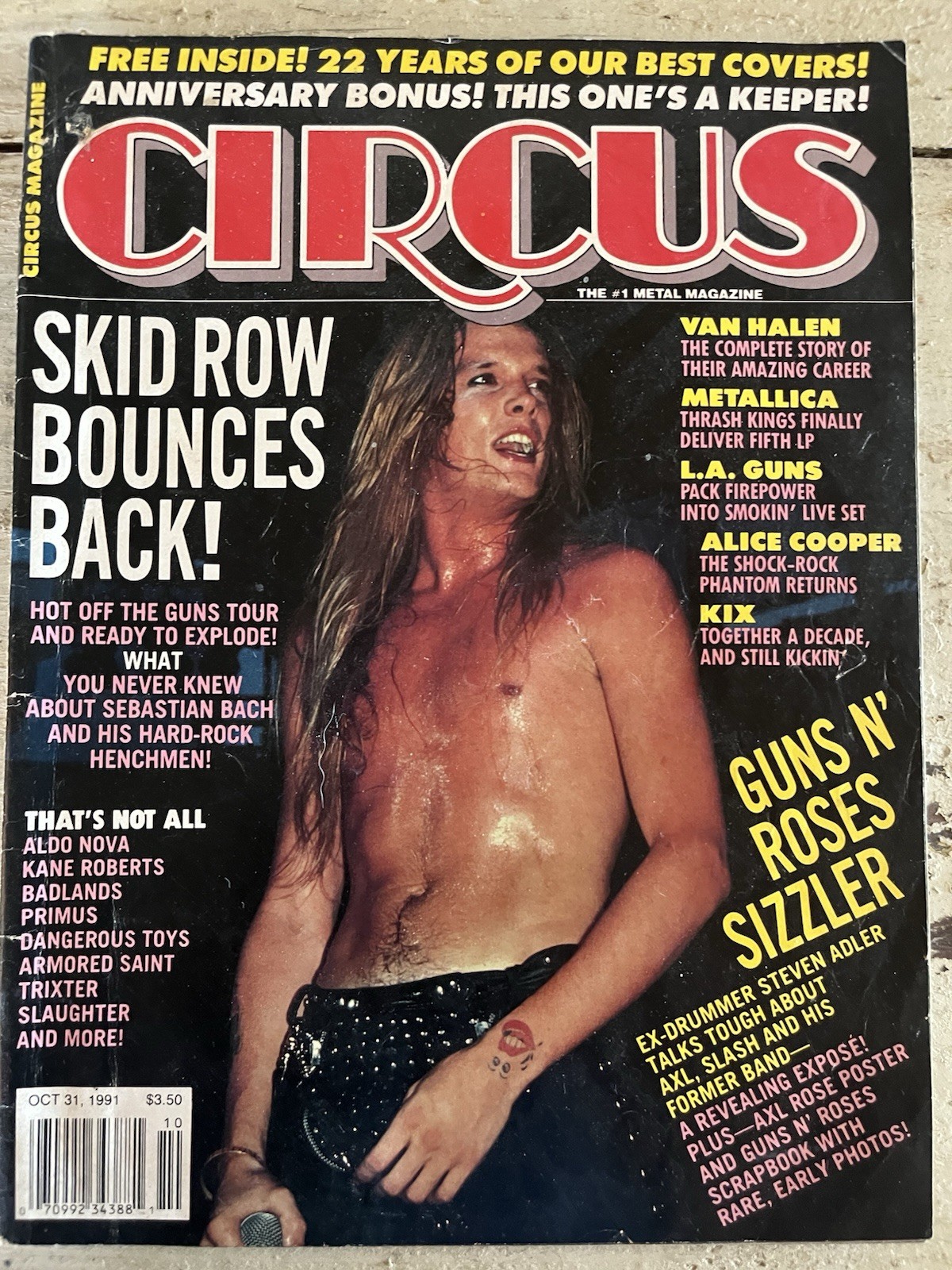 CIRCUS MAGAZINE (Oct 31 1991) Van Halen Skid Row Metallica Guns n\' Roses Bach