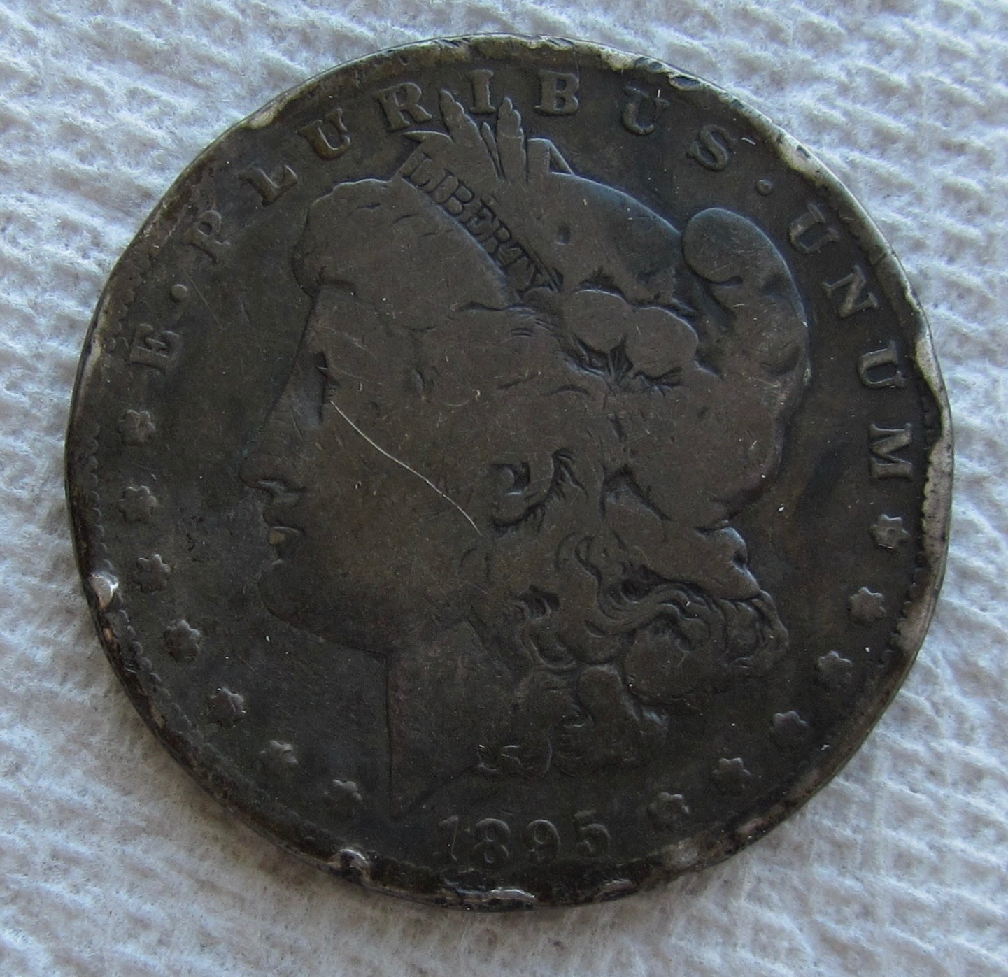 1895-S $1 Morgan Silver Dollar Rare Key Date San Francisco Damaged Hole Filler