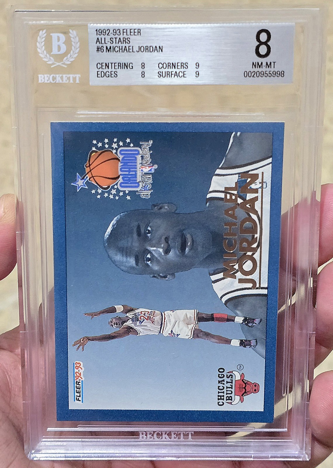 1992-93 fleer - michael jordan All Star #6 Bgs 8 Clean Card
