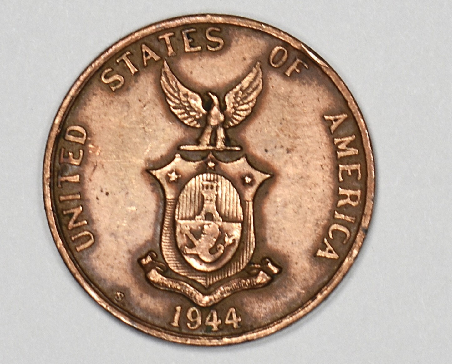 1944 S United States S Minted Philippine Coin Mccarther\'s Return WWII Error Red