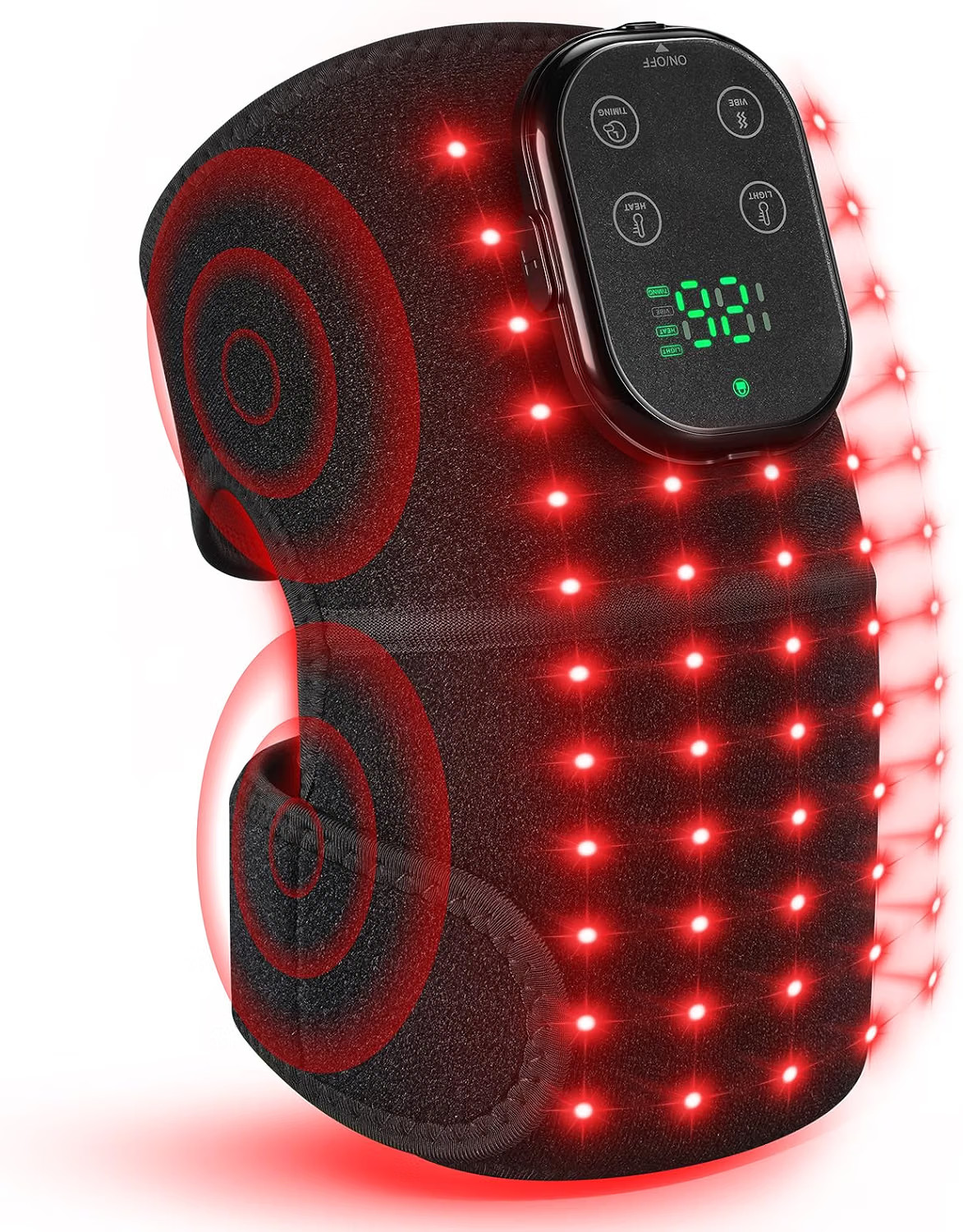 Cordless Red Light Therapy Knee Massager with Heat & Massage, 660Nm& 850Nm