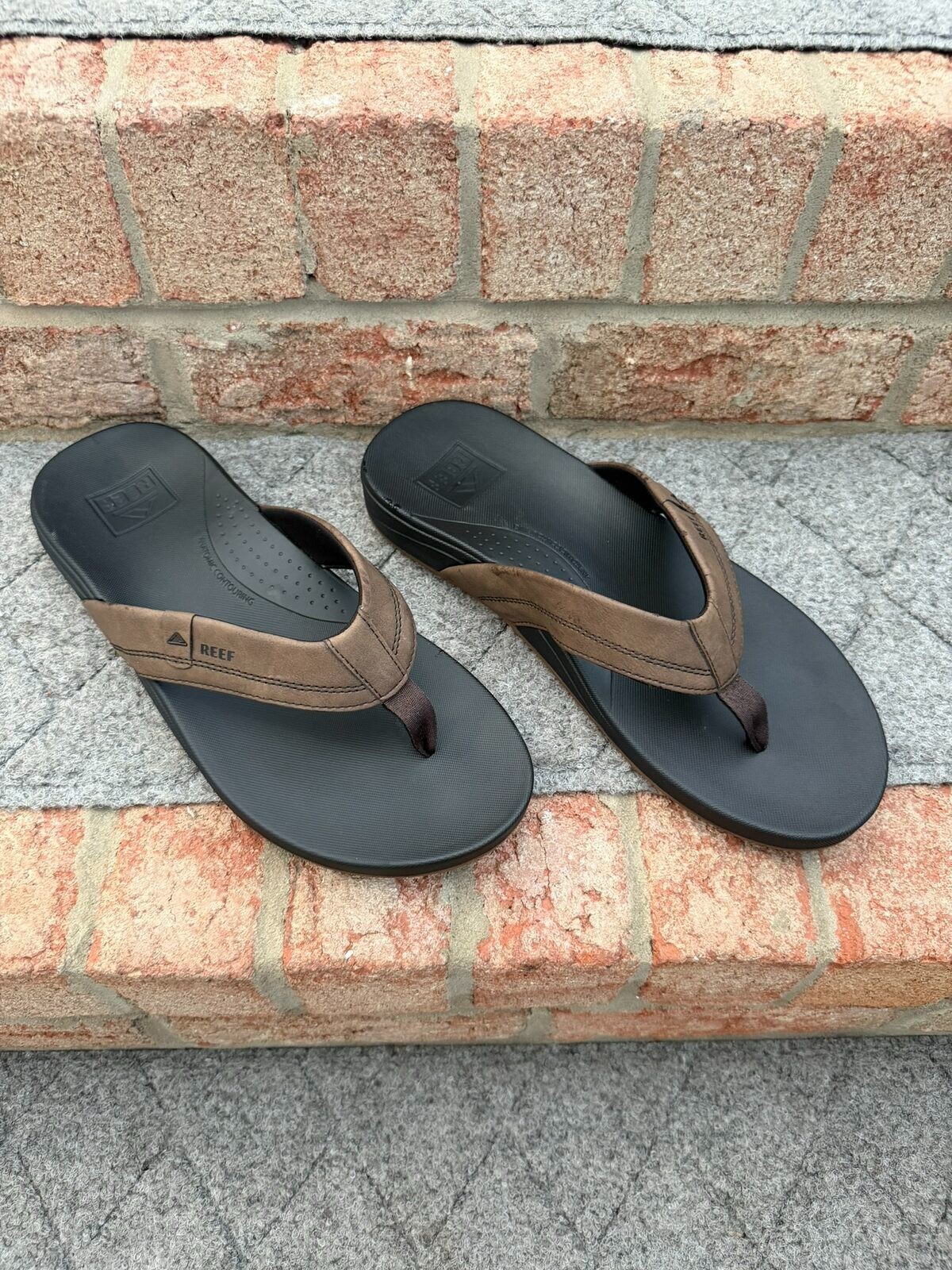 Reef Cushion Spring Mens Size 12 Brown Flip Flops Thong Sandals Arch Support