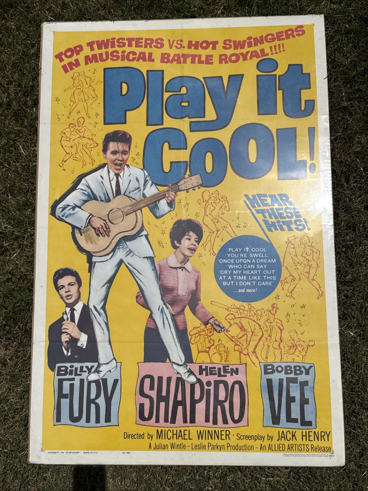VTG PLAY IT COOL 1963 One Sheet Movie Poster BILLY FURY HELEN SHAPIRO BOBBY VEE