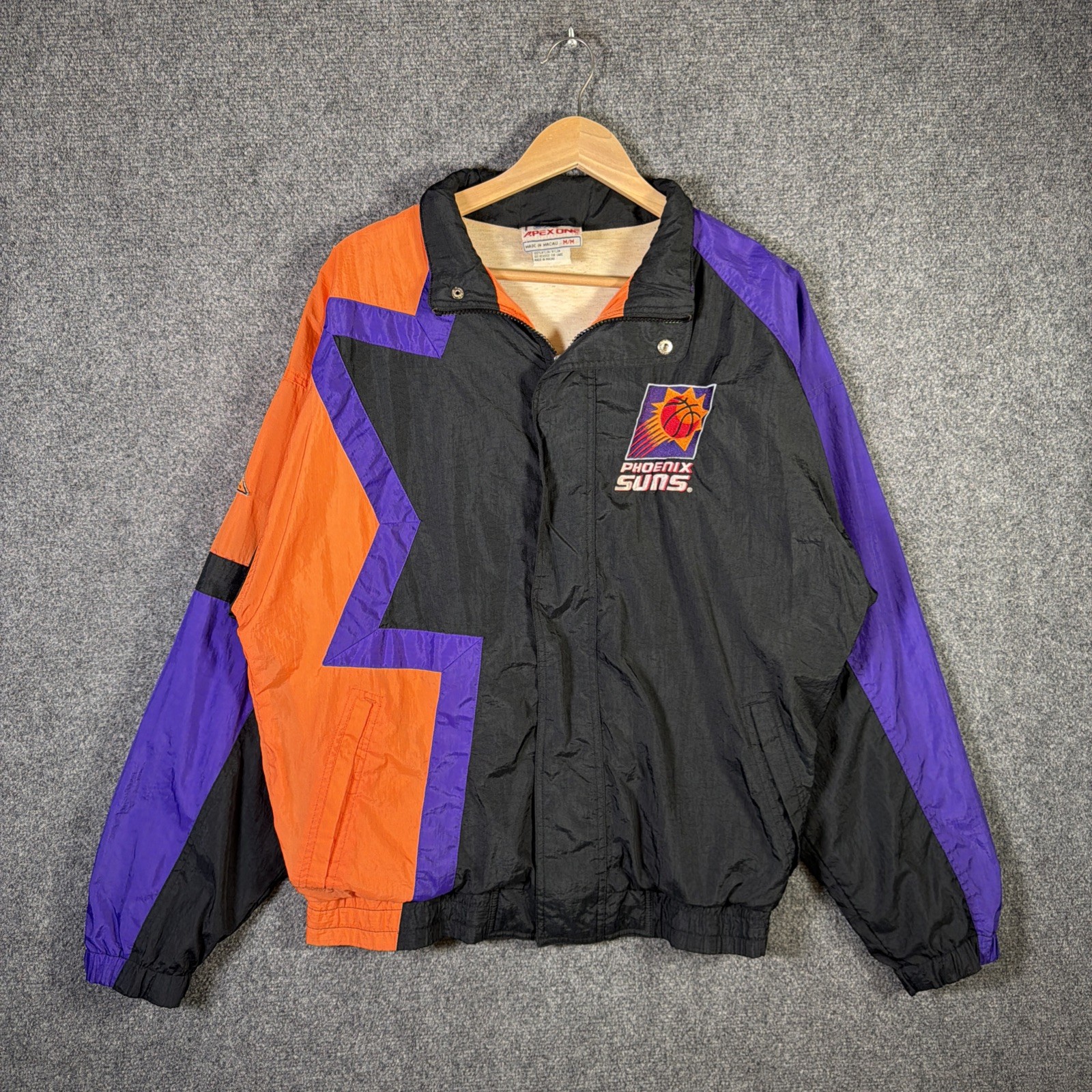 Vintage Phoenix Suns Windbreaker Medium Black 90s Apex One NBA Basketball Jacket