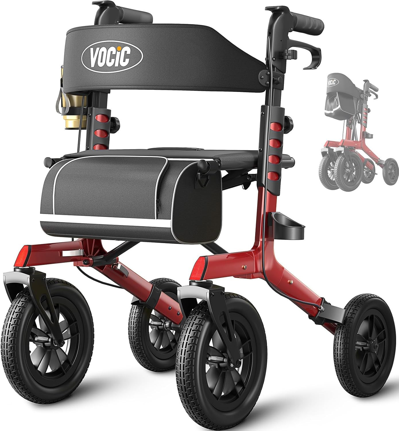 Walker with Seat for Seniors, Z57 Outdoor Rollator Walker with 12\ Walker with Seat for Seniors, Z57 Outdoor Rollator Walker with 12\