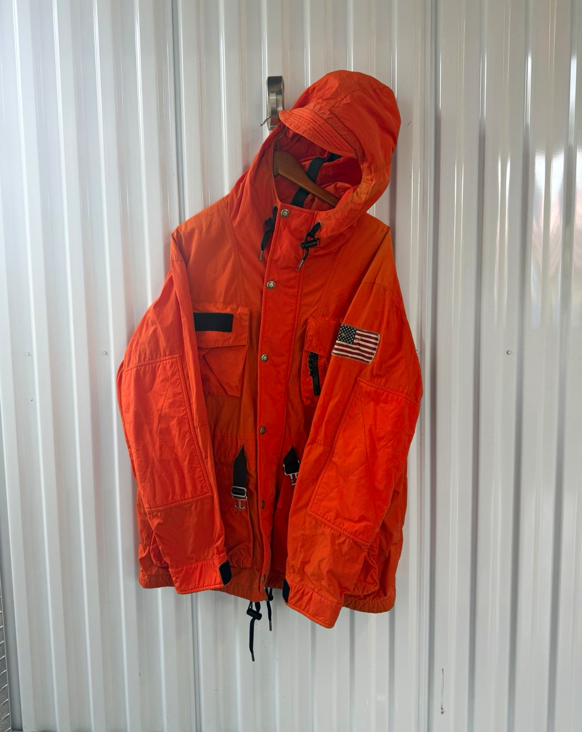 Rare Vintage 90s Polo Ralph Lauren Orange Utility Parka Jacket Size XL