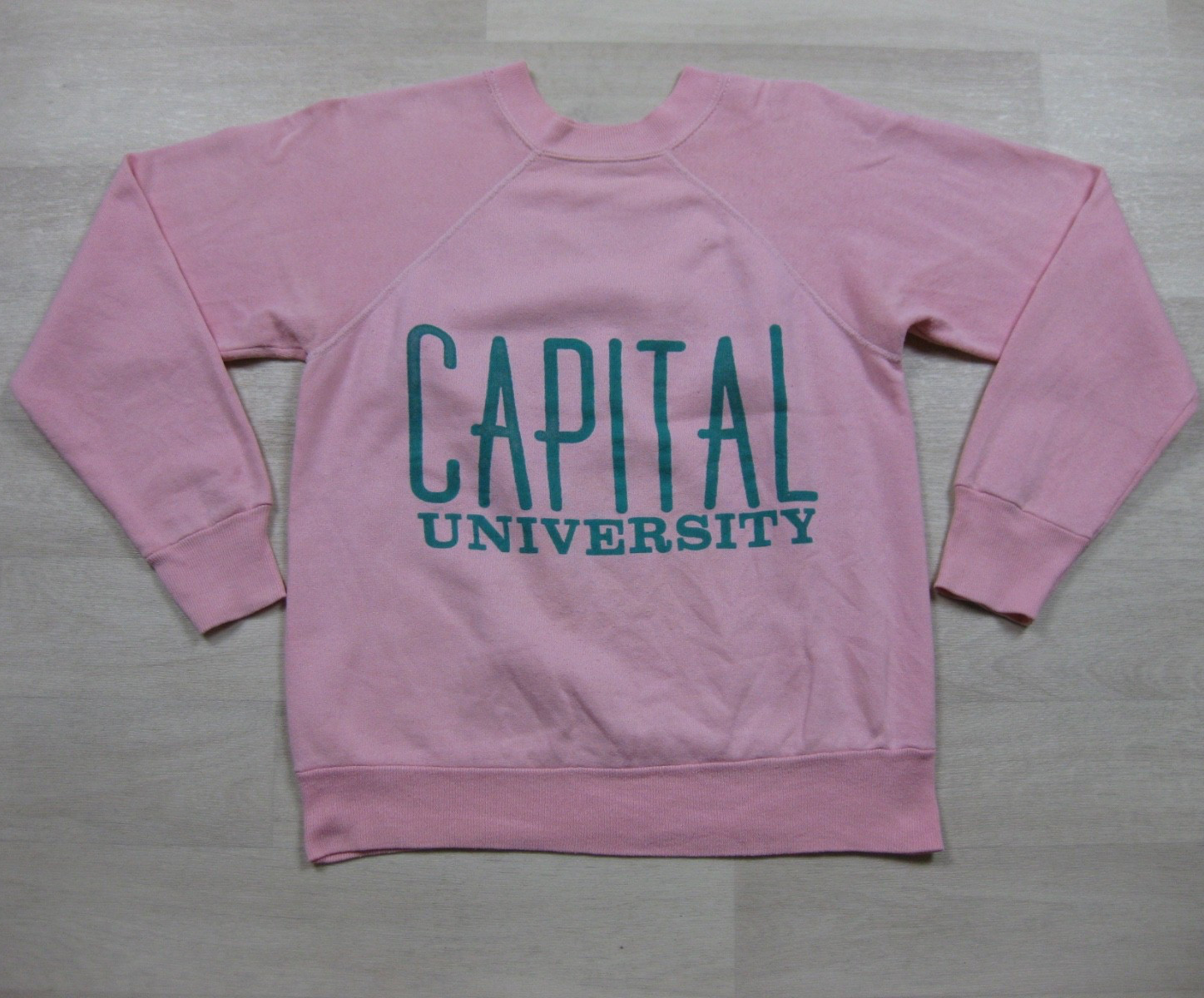 Vintage 80s Capital University Crewneck Sweatshirt (S) Comets Pink Velva Sheen