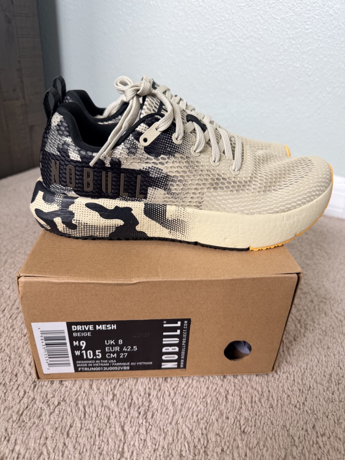 NEW NOBULL Drive Mesh Men Size 9 White Beige Camo Athletic Gym Training Sneakers NEW NOBULL Drive Mesh Men Size 9 White Beige Camo Athletic Gym Training Sneakers