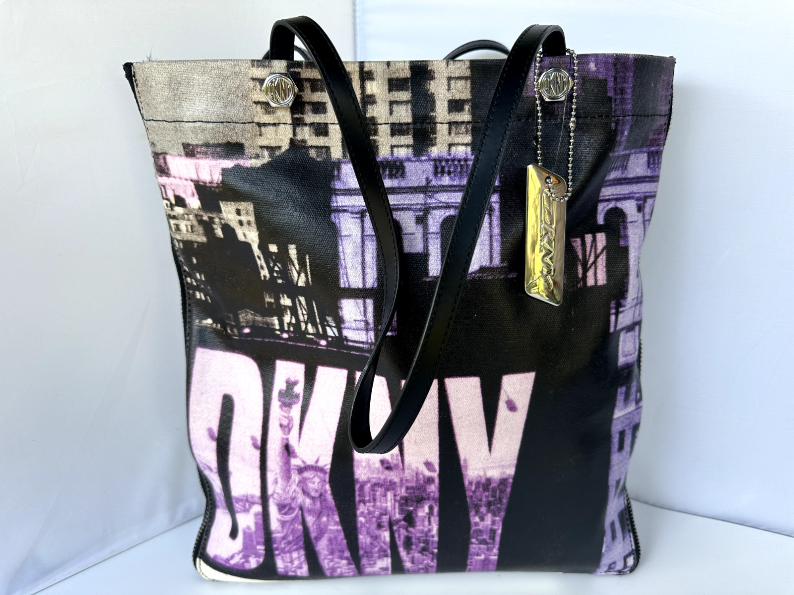 New DKNY Women\'s Tote Shoulder Handbag Purple Bag Canvas