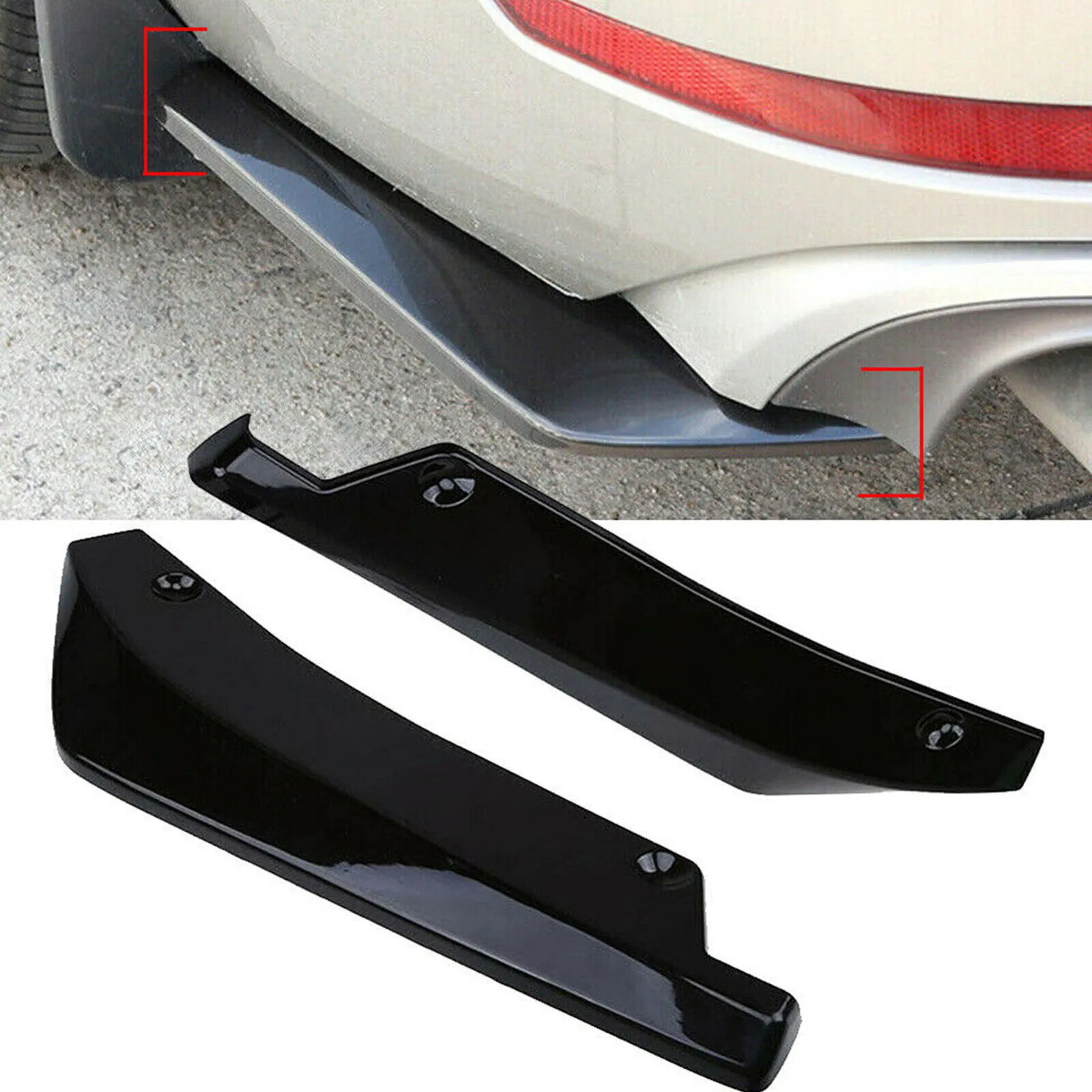 Glossy Black Rear Bumper Lip Diffuser Splitter Canard Protector Car Accessories