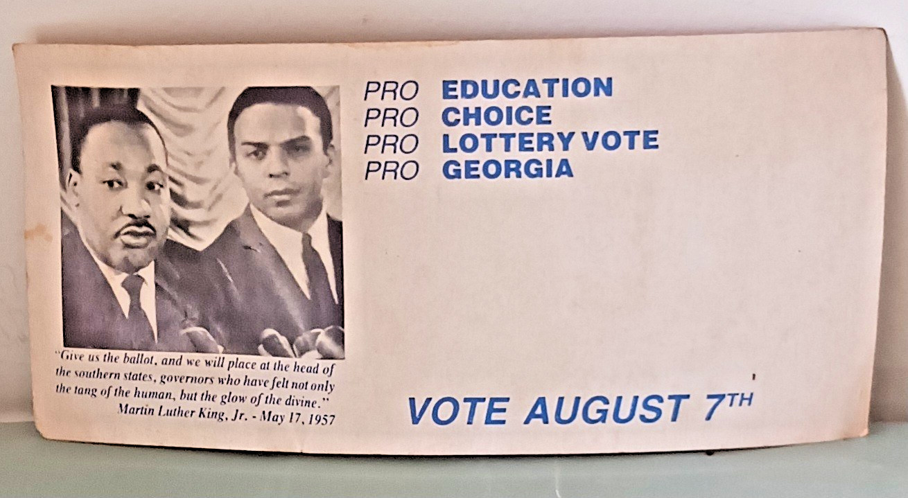 Handbill for 1990 runoff election in Andrew Young\'s bid for Georgia governor 