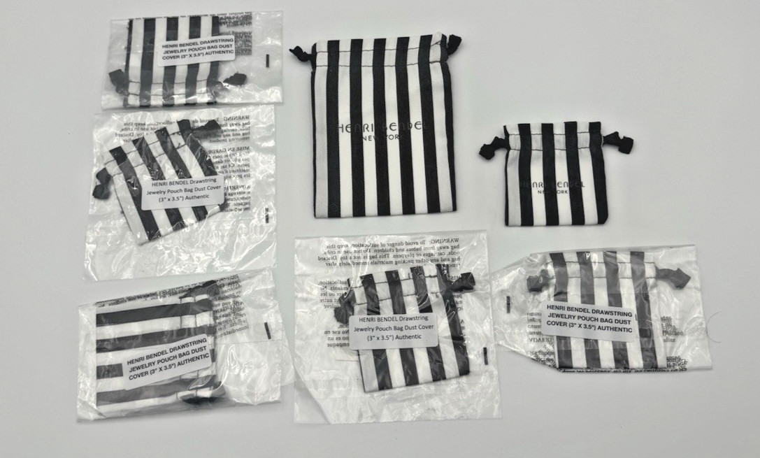 Henri Bendel New York Striped Jewelry Dust Bags Pouches 7 Pack NEW