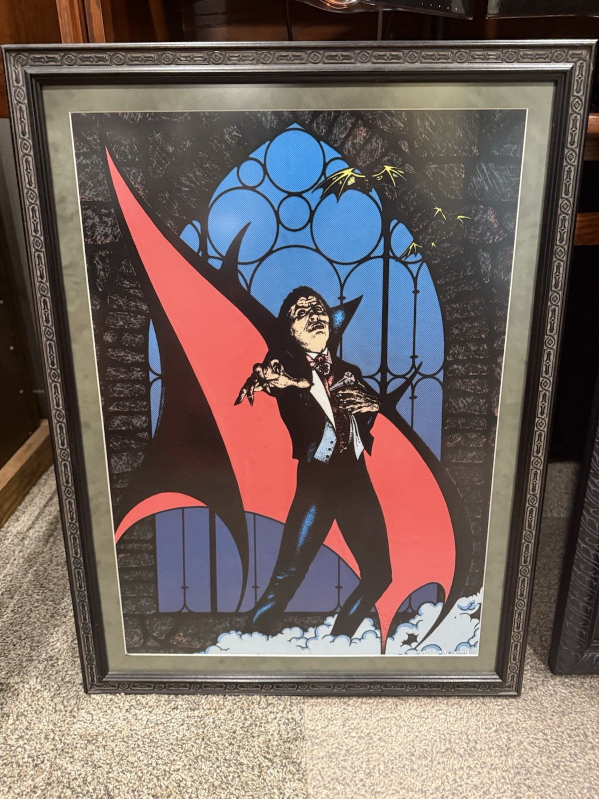 RARE Vintage Dracula Black light Poster 1970s Bela Lugosi Professionally Framed