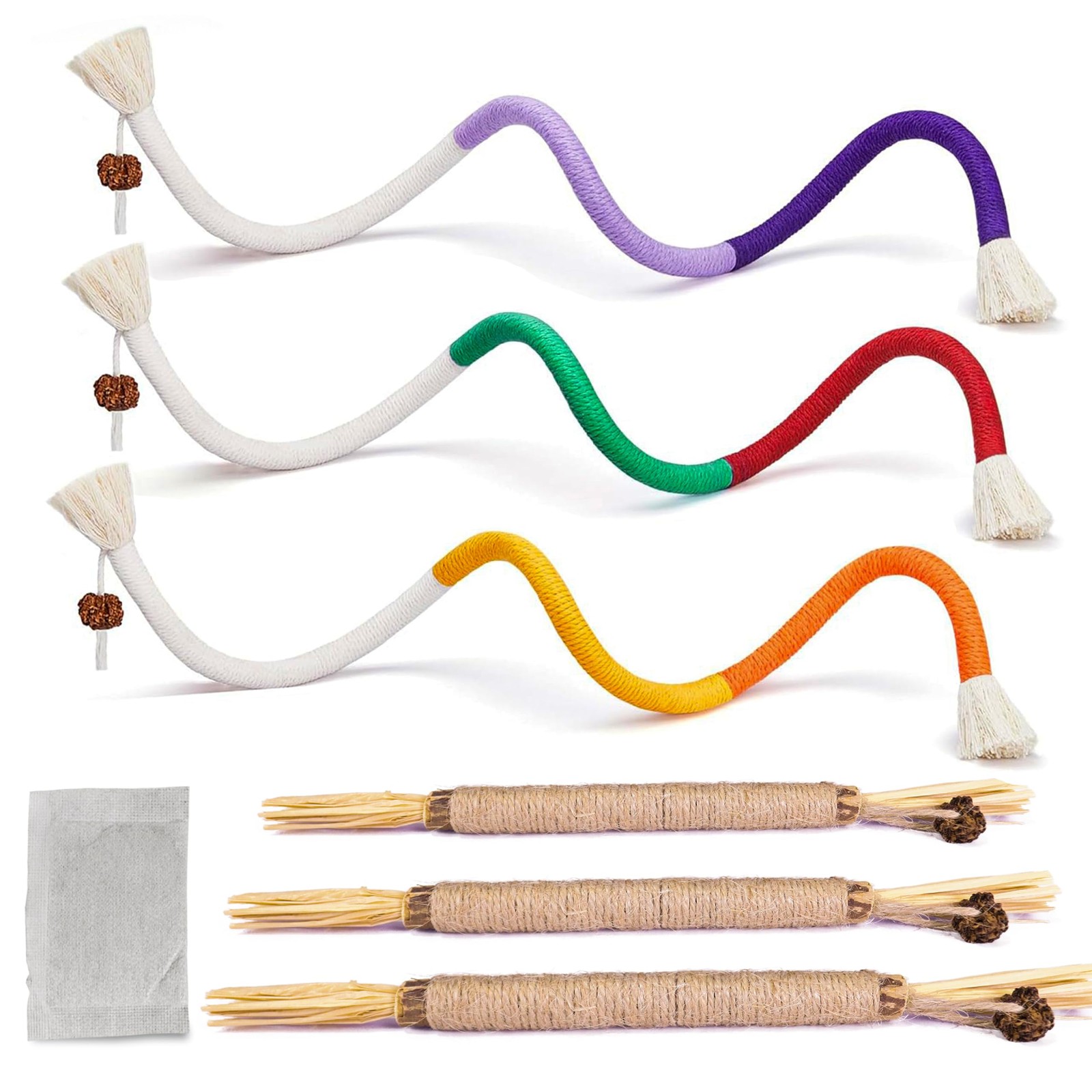 Shizhoo 6 PCS Cat Chew Ropes & Silvervine Sticks, 6 Pcs Mix, Multicolor