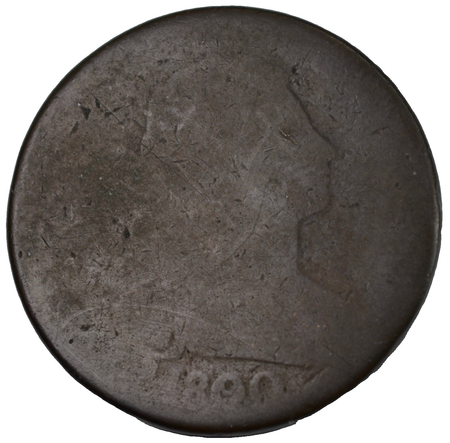 1800/79 Draped Bust LG Cent 1C- Poor - Early US Copper Type Cent Hole Filler