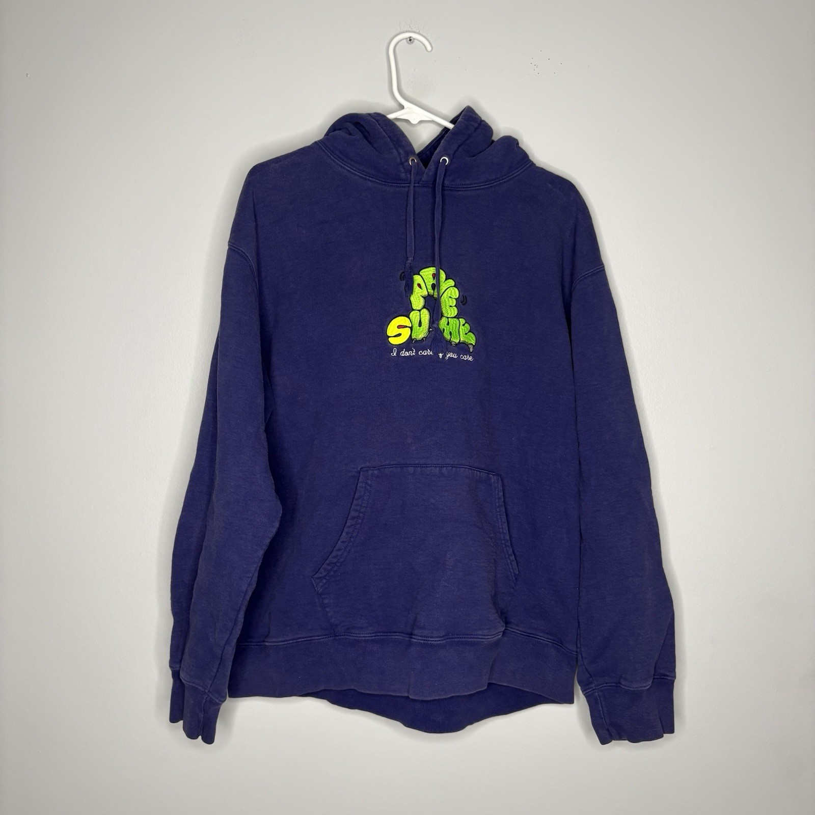Supreme Don’t Care Hooded Sweatshirt Washed Navy Men’s Size Large