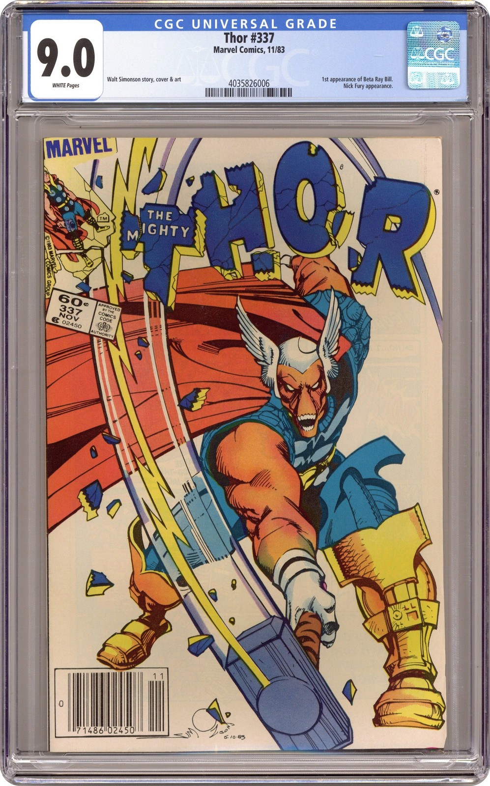Thor #337N Newsstand Variant CGC 9.0 1983 4035826006 1st app. Beta Ray Bill