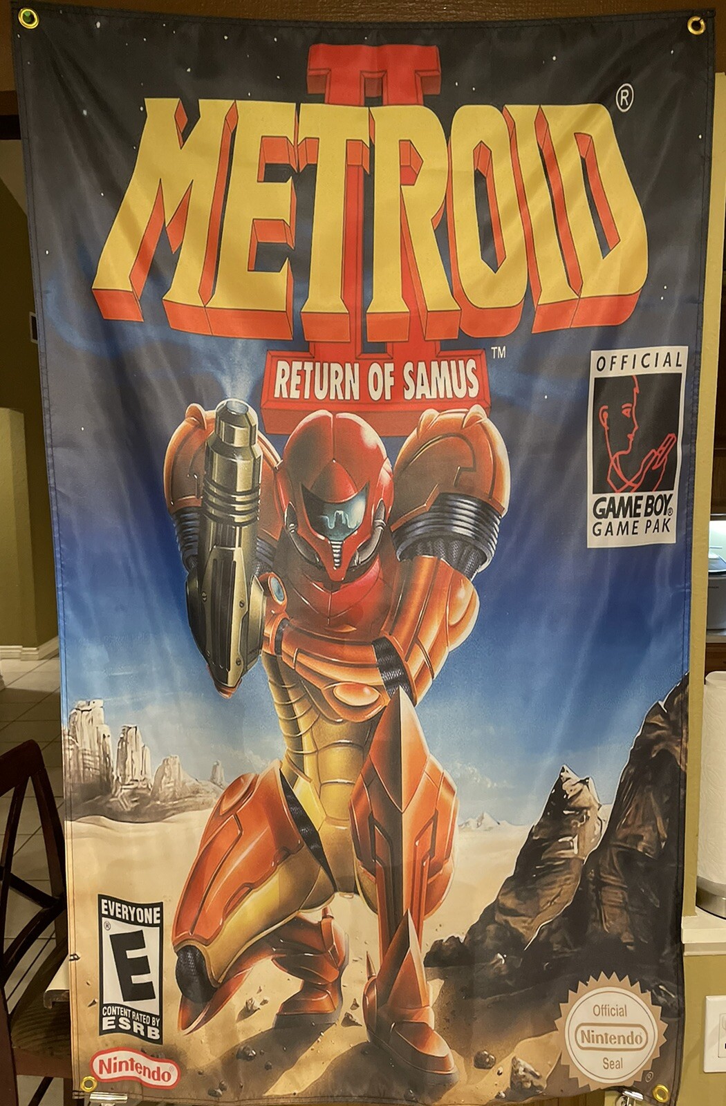 Metroid II 2 Return of Samus Nintendo Game Boy Boxart 5' Flag Poster 1994