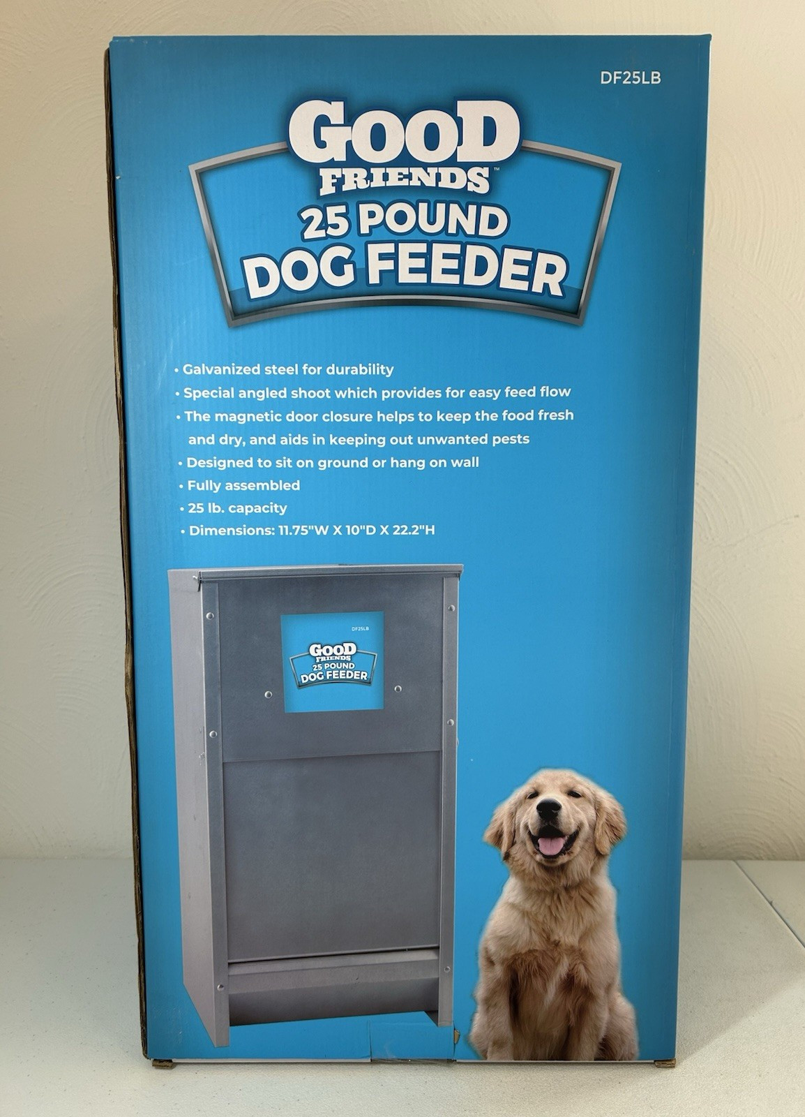 Good Friends Dry Food Galvanized Steel Magnetic Door Dog Feeder 25 LB Capacity