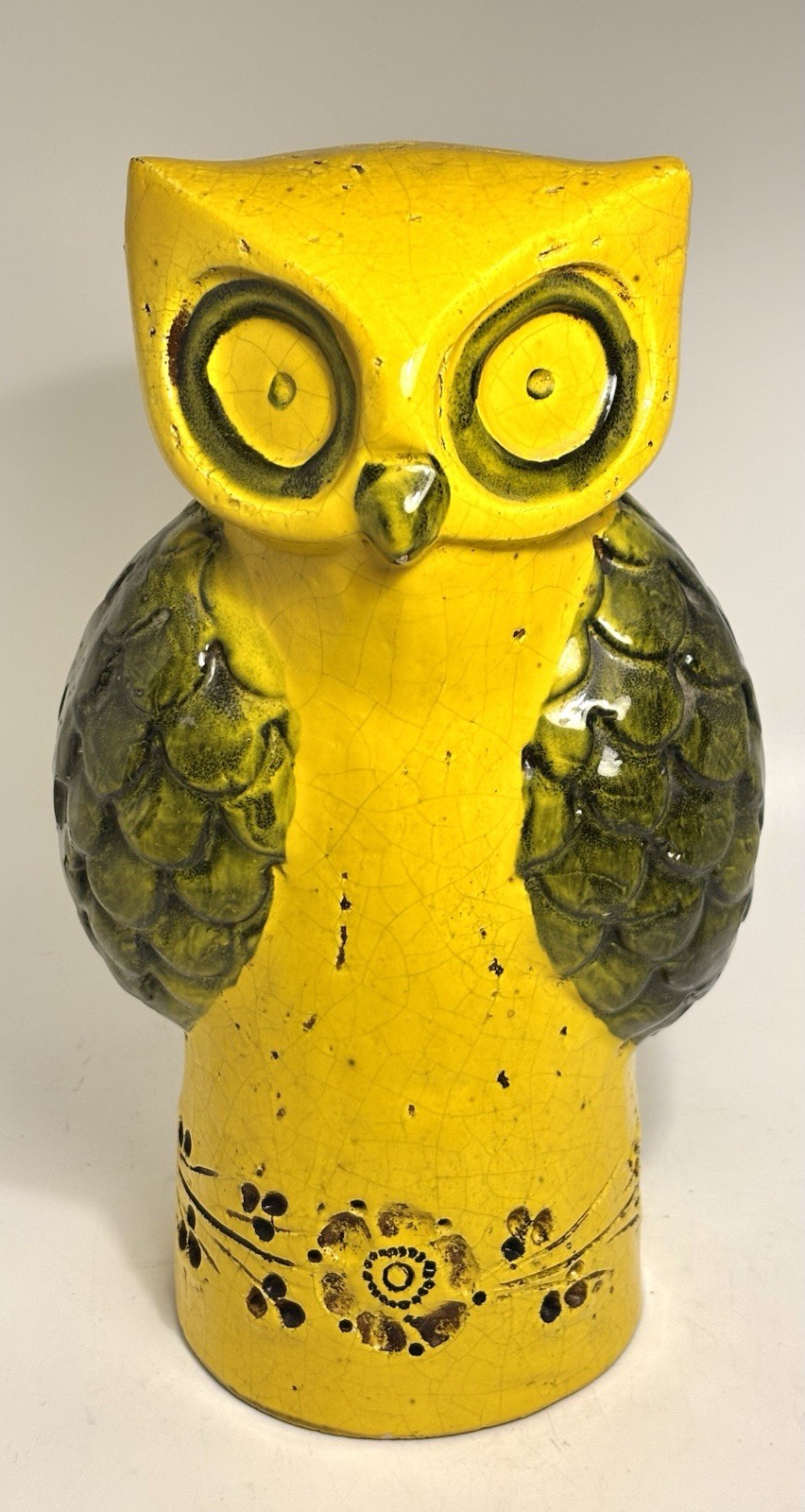 Vintage Bitossi Owl Statue 10.5”Rosenthal Netter Aldo Londi Italy Pottery