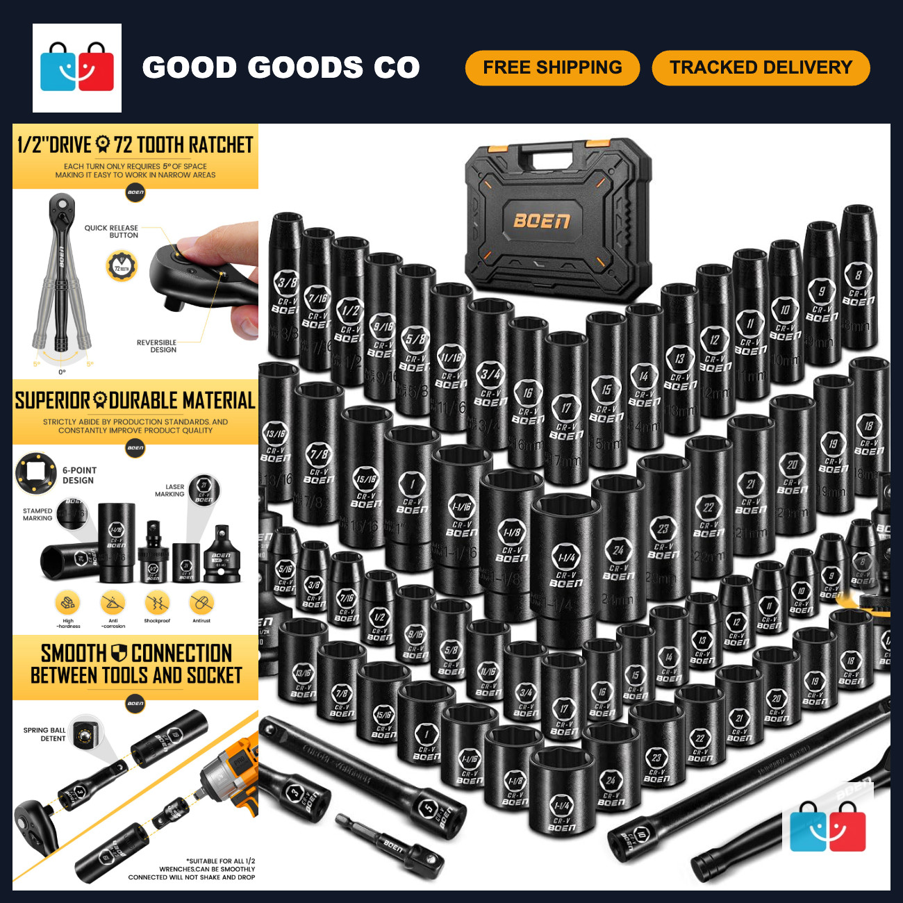 72-Piece Impact Socket Set - 1/2\