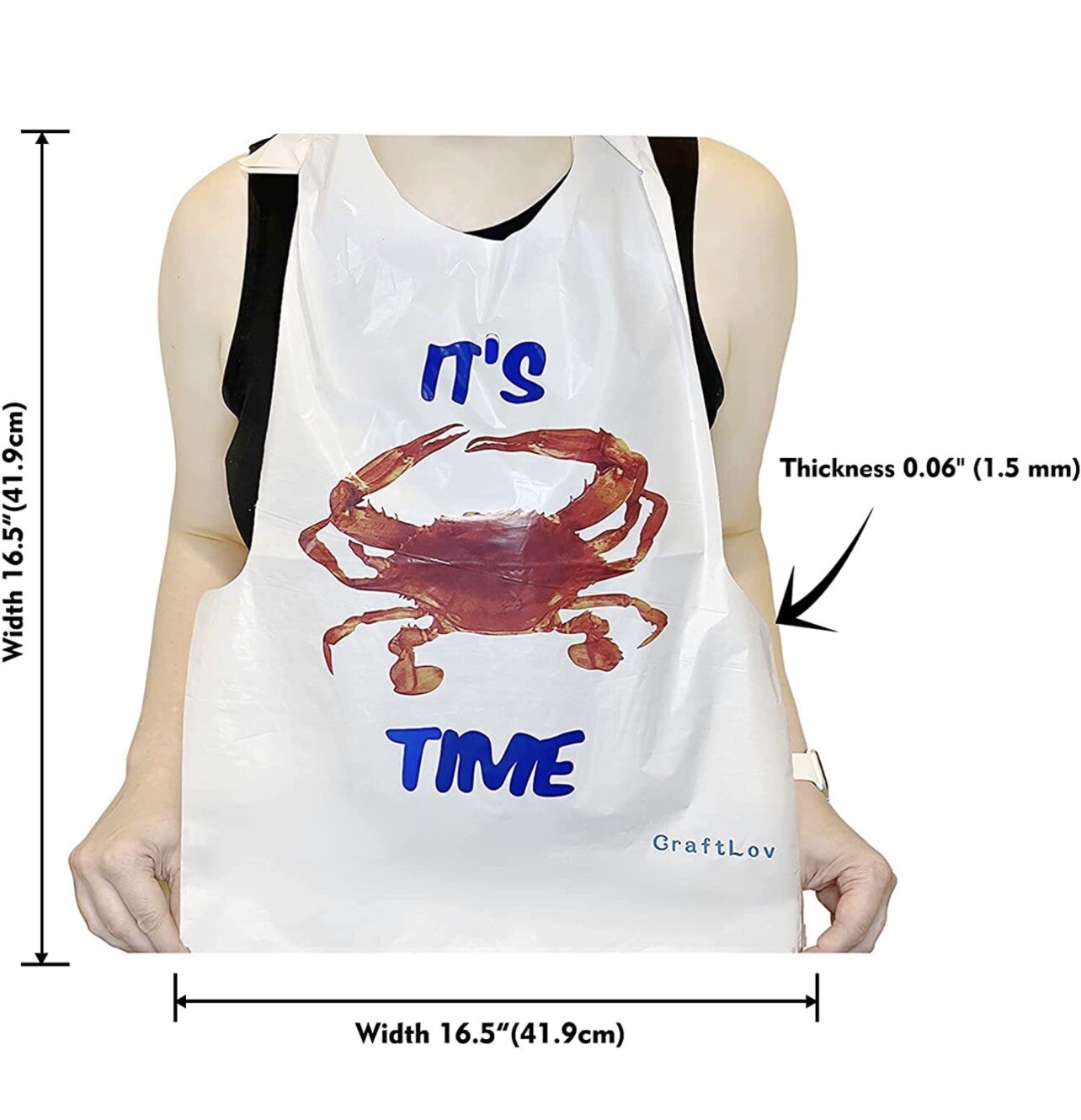 25 CraftLov Disposable Adult Size Crab Bibs, Lightweight High Quality 16.5” X 16