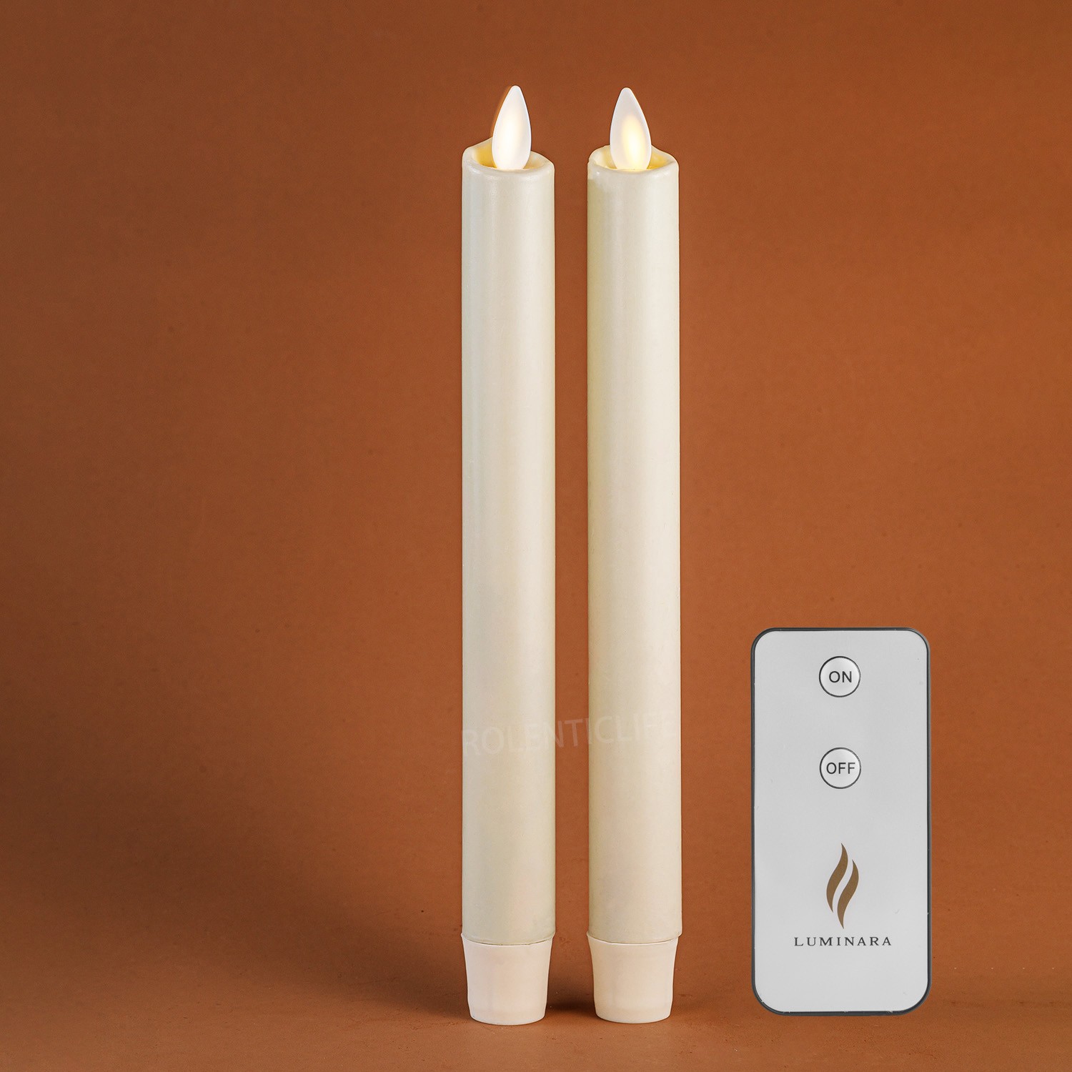 Luminara Flameless Battery Ivory Taper Candles with Remote Moving Wick 9.5\