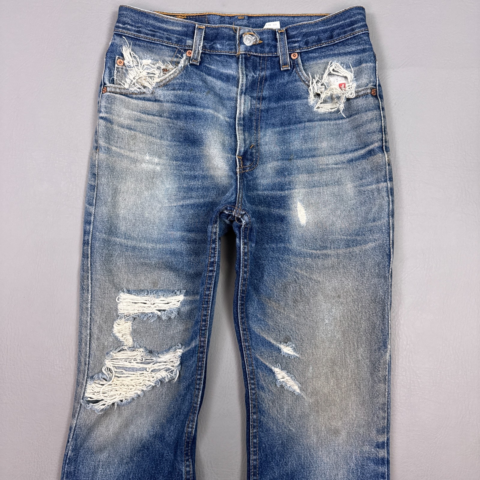 Vintage Levis 517 Jeans Mens 30x34 Blue 90s Made US Boot Thrash Destroyed Faded