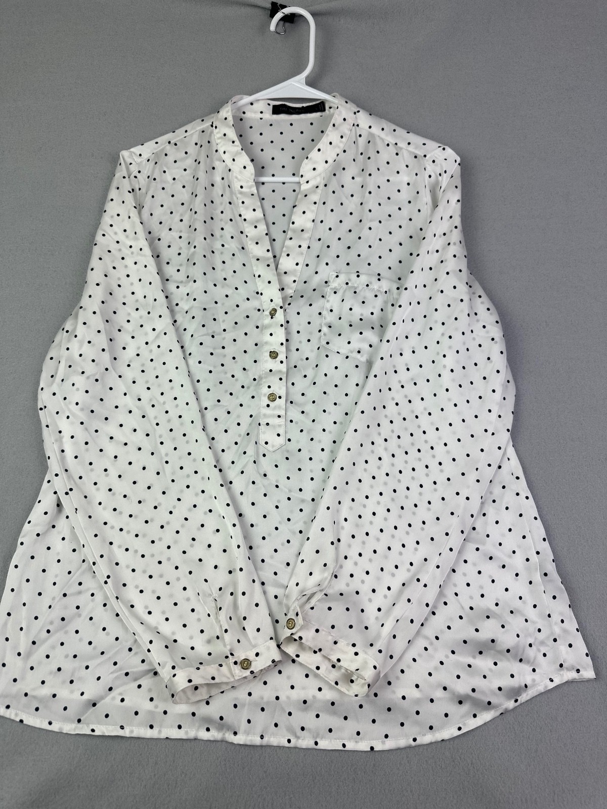 The Limited White Black Polka Dot Button Front Blouse Size L The Limited White Black Polka Dot Button Front Blouse Size L