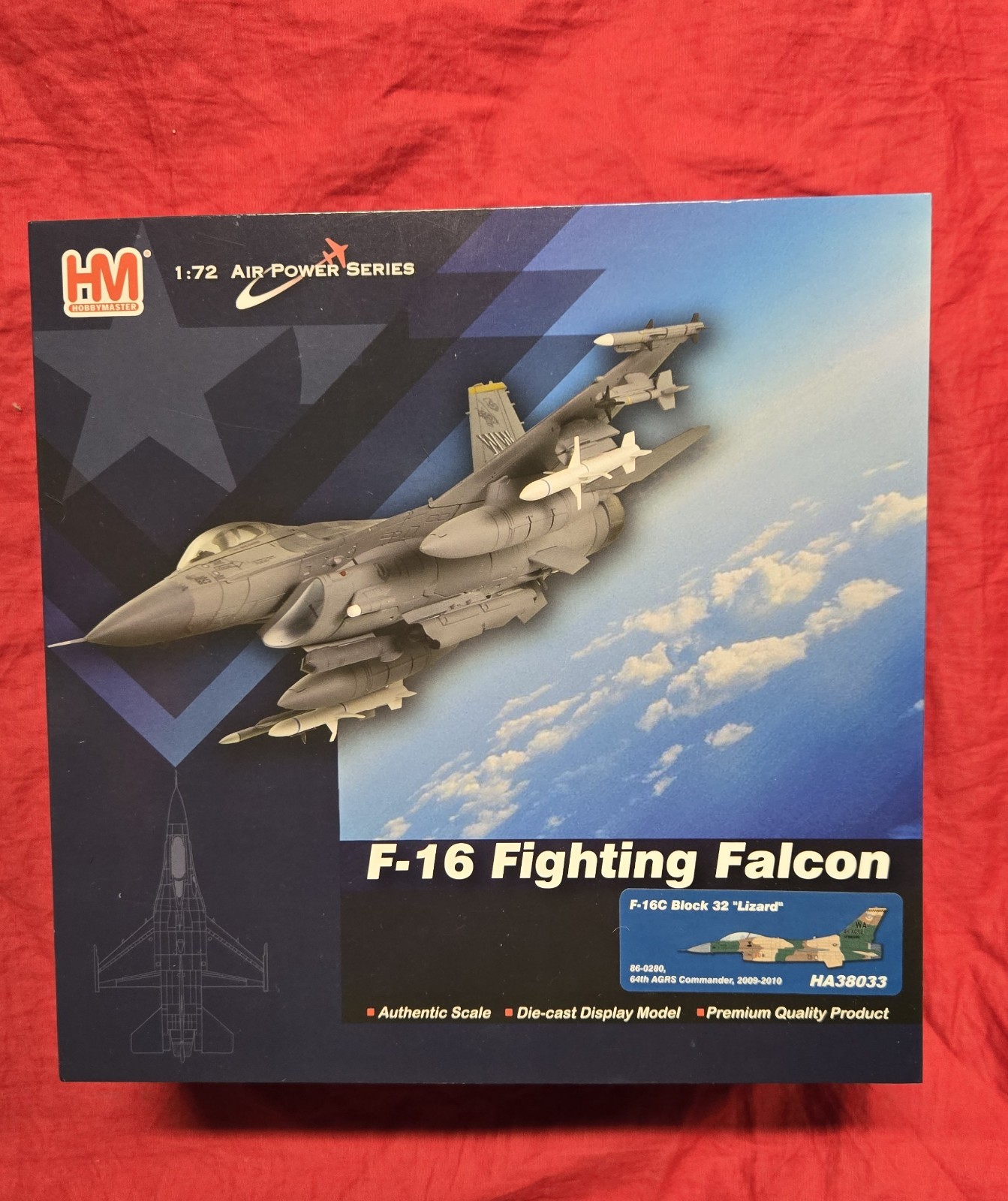 1/72 Hobby Master F-16C Fighting Falcon \'Lizard\' 64th AGRS HA38033 diecast model
