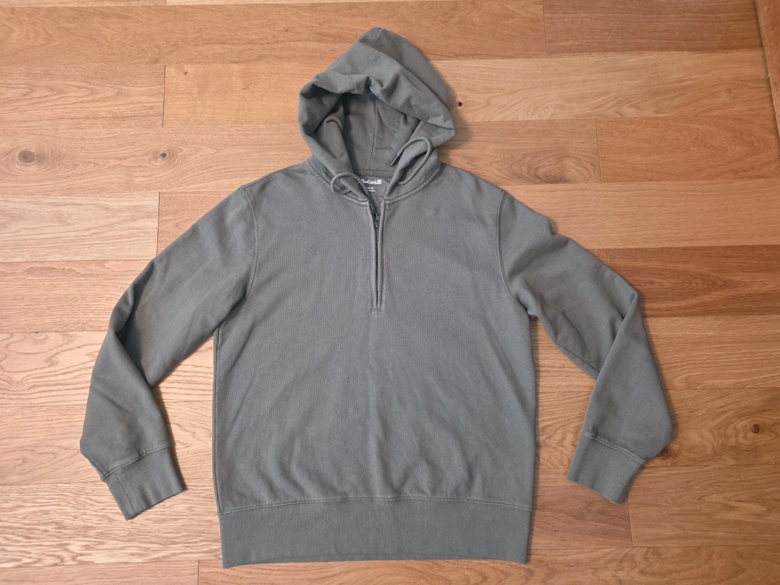 NWT Madewell Men 100% Cotton Terry 1/4 Zip Hoodie Seafoam Green • Medium 