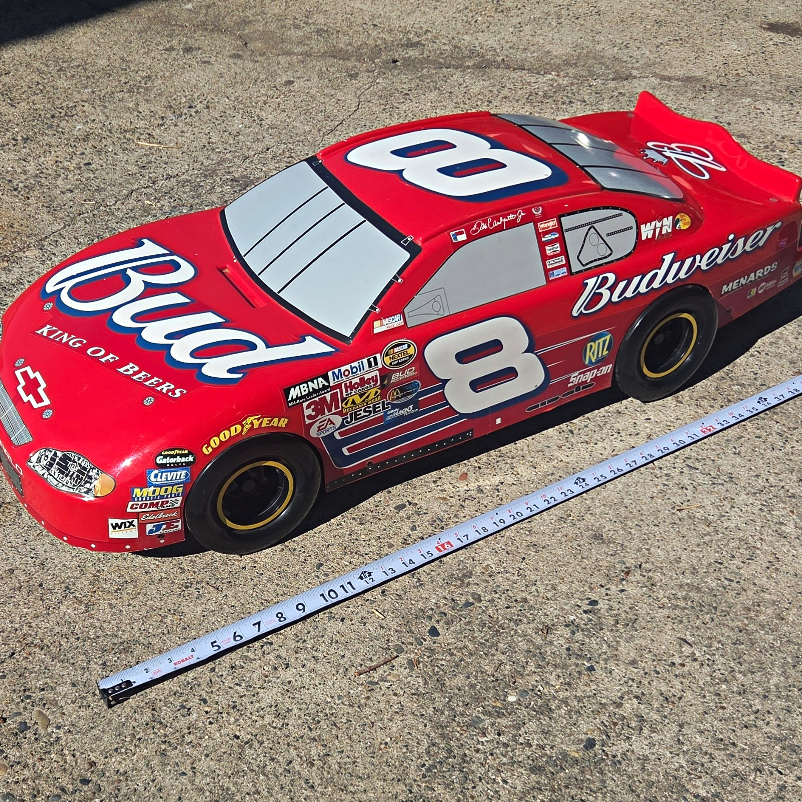 Budweiser NASCAR #8 Dale Earnhardt Jr. Race Car Shaped Sign Collectible Budweiser NASCAR #8 Dale Earnhardt Jr. Race Car Shaped Sign Collectible