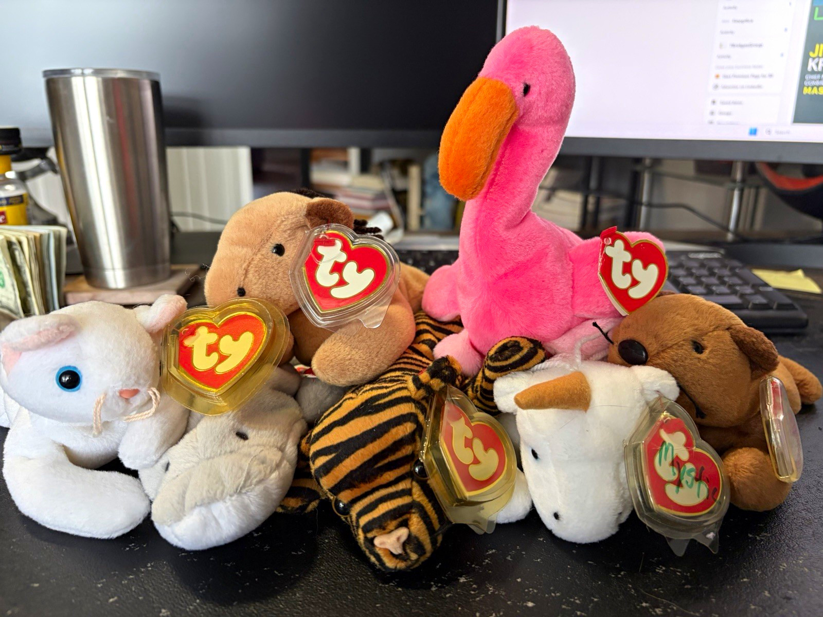Ty Beanie Babies 3rd 2nd Gen Lot of 7 flip derby stripes pinky mystic flash buck