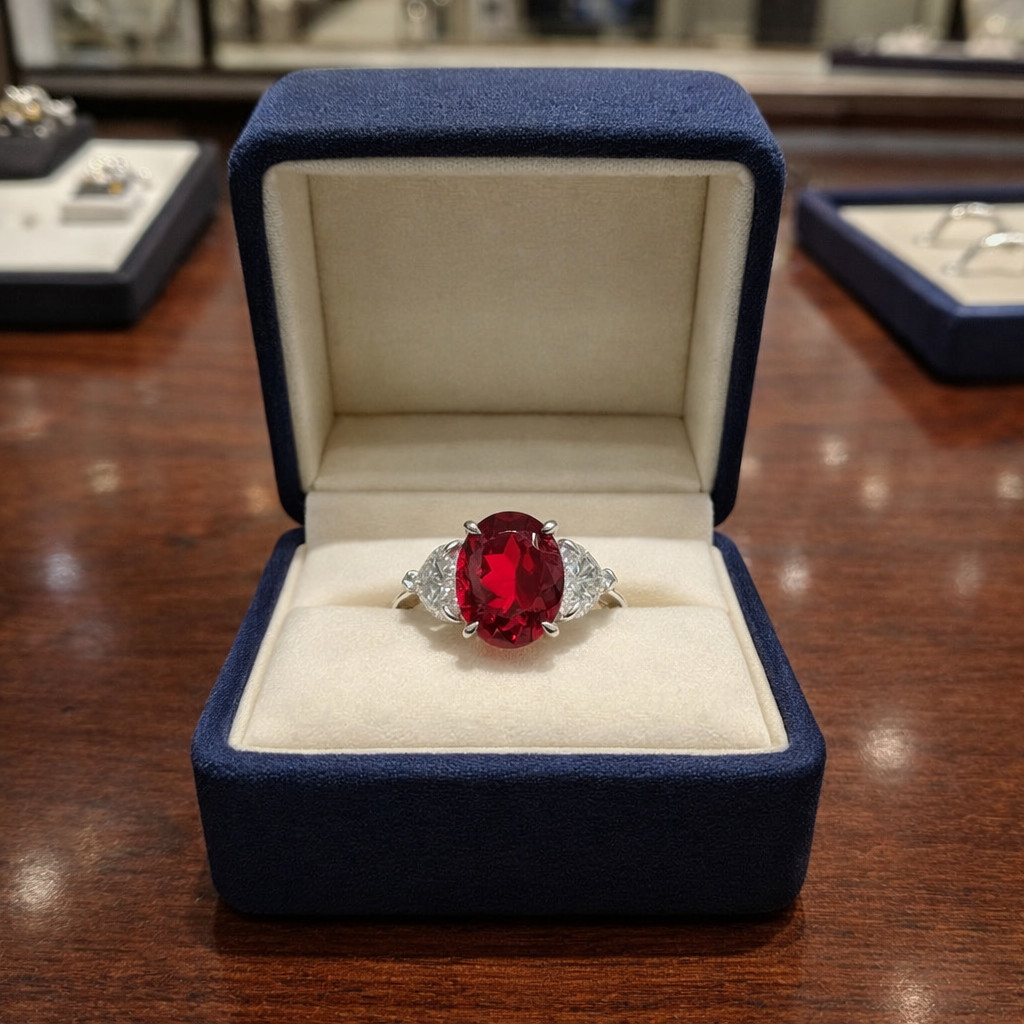 IGL Certified 4.20 Ct Natural Ruby & Diamond Wedding Gift Ring 14K White Gold 7