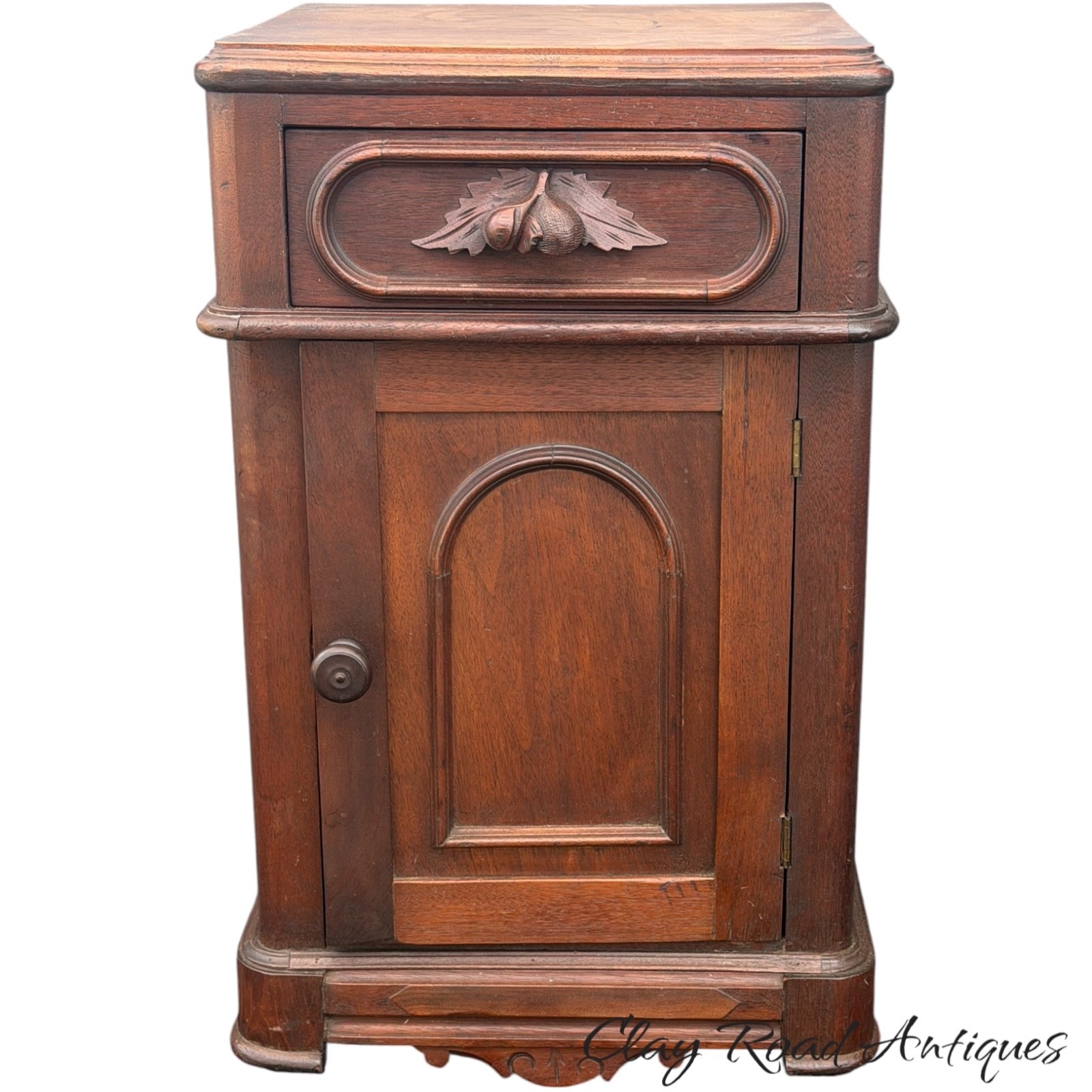 antique victorian bedside cabinet table carved 1/2 commode 1860 renaissance