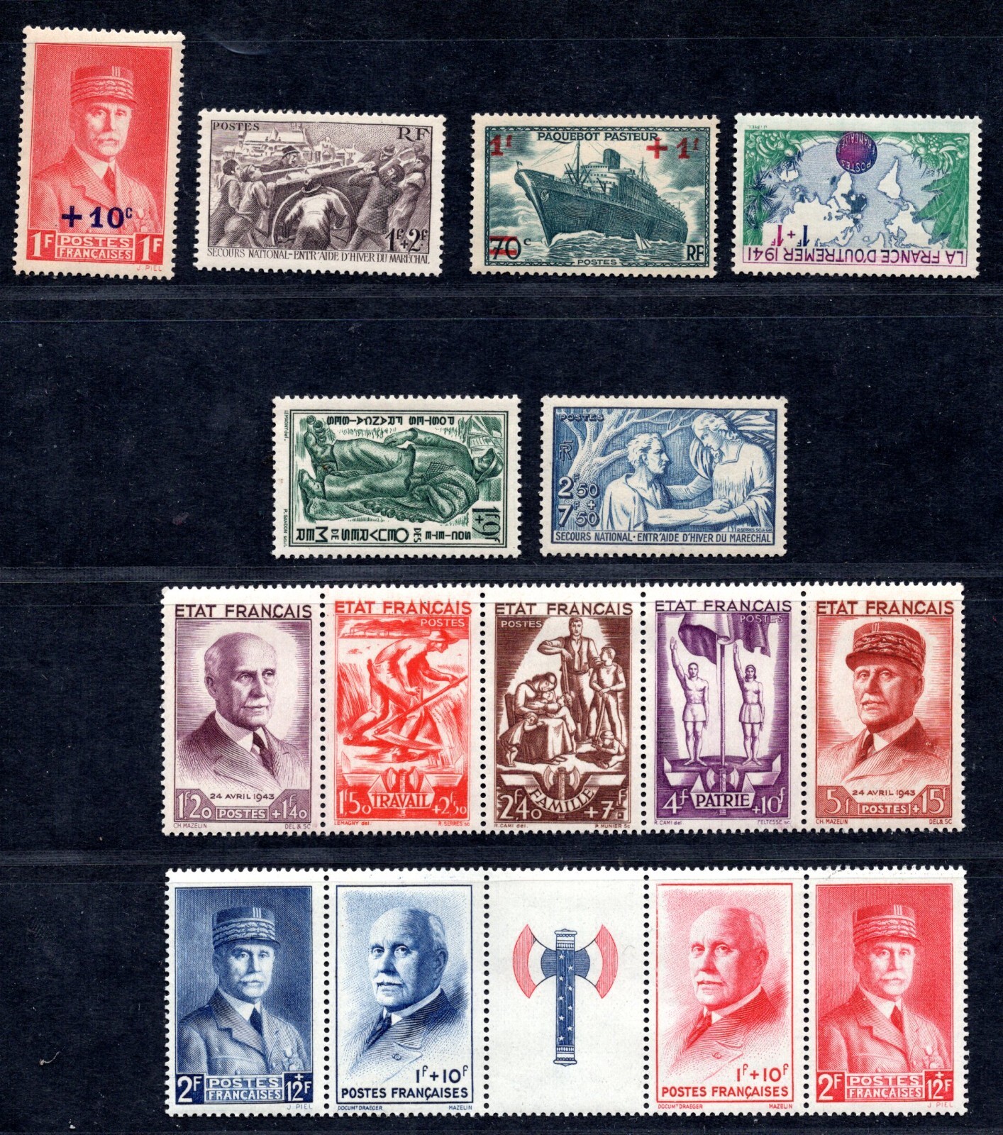 France 1942 Semi-Postals Mint Never Hinged Collection Of 94 Stamps Complete Sets