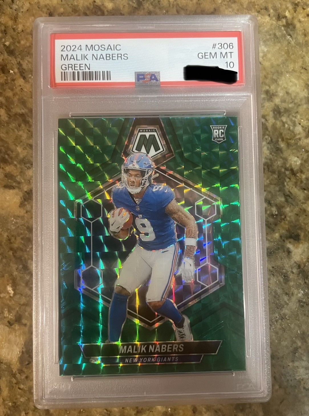 2024 Panini Mosaic - Malik Nabers #306 Green Mosaic Prizm Rookies RC PSA 10