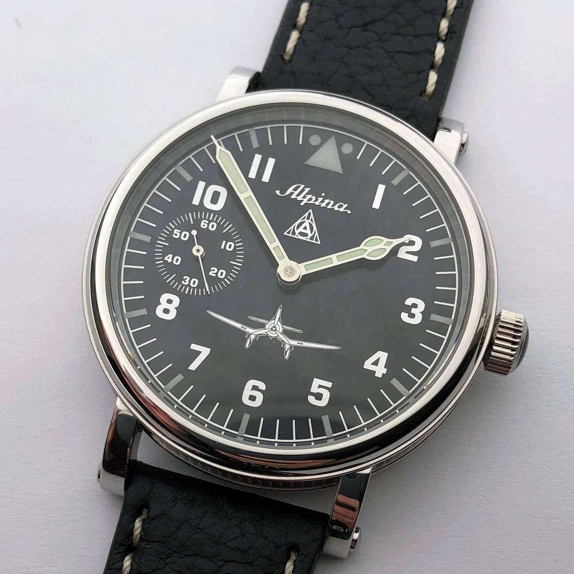 Big Swiss Mechanical Mens Military Marriage ALPINA 271 Wristwatch Steel Case WW2