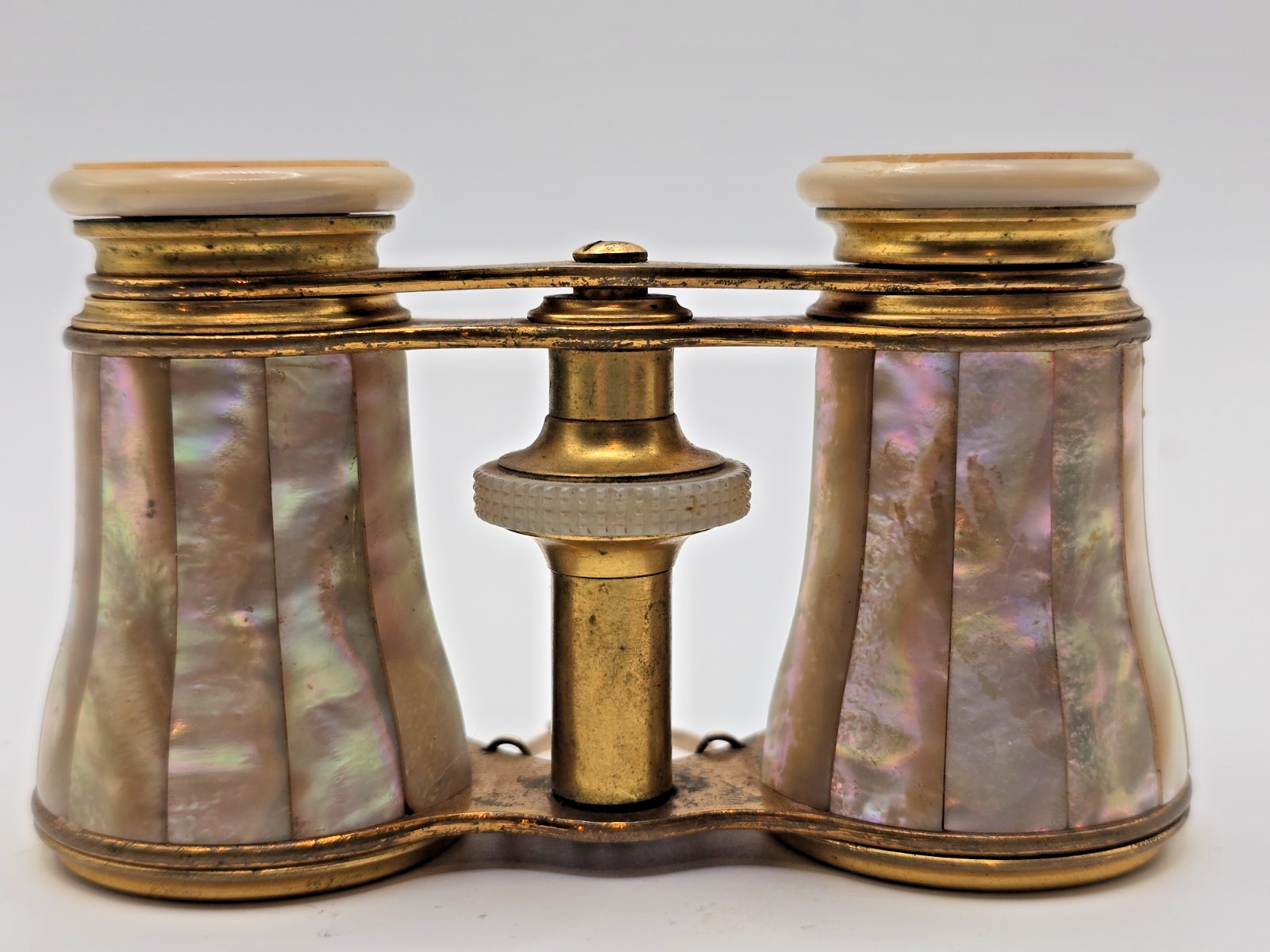 Antique Lemaire F Paris Opera Glasses Mother of Pearl Brass Binoculars France