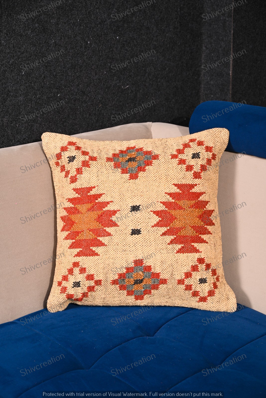 Handmade Kilim Pillow 18x18 Vintage Indian Cushion Cover Throw Indian Wool Jute Handmade Kilim Pillow 18x18 Vintage Indian Cushion Cover Throw Indian Wool Jute