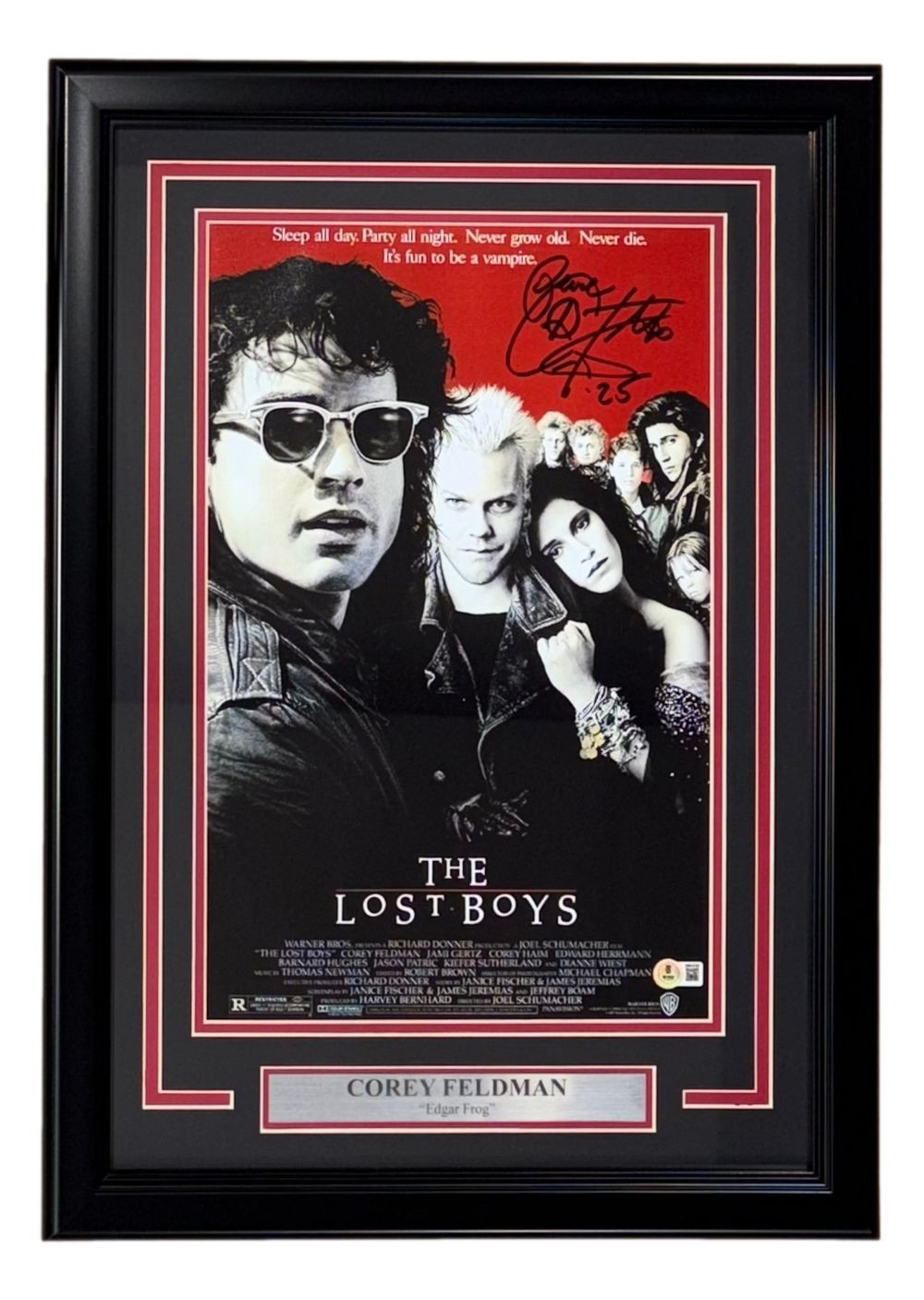 Corey Feldman Signed Framed 11x17 The Lost Boys Photo Peace Inscribed BAS