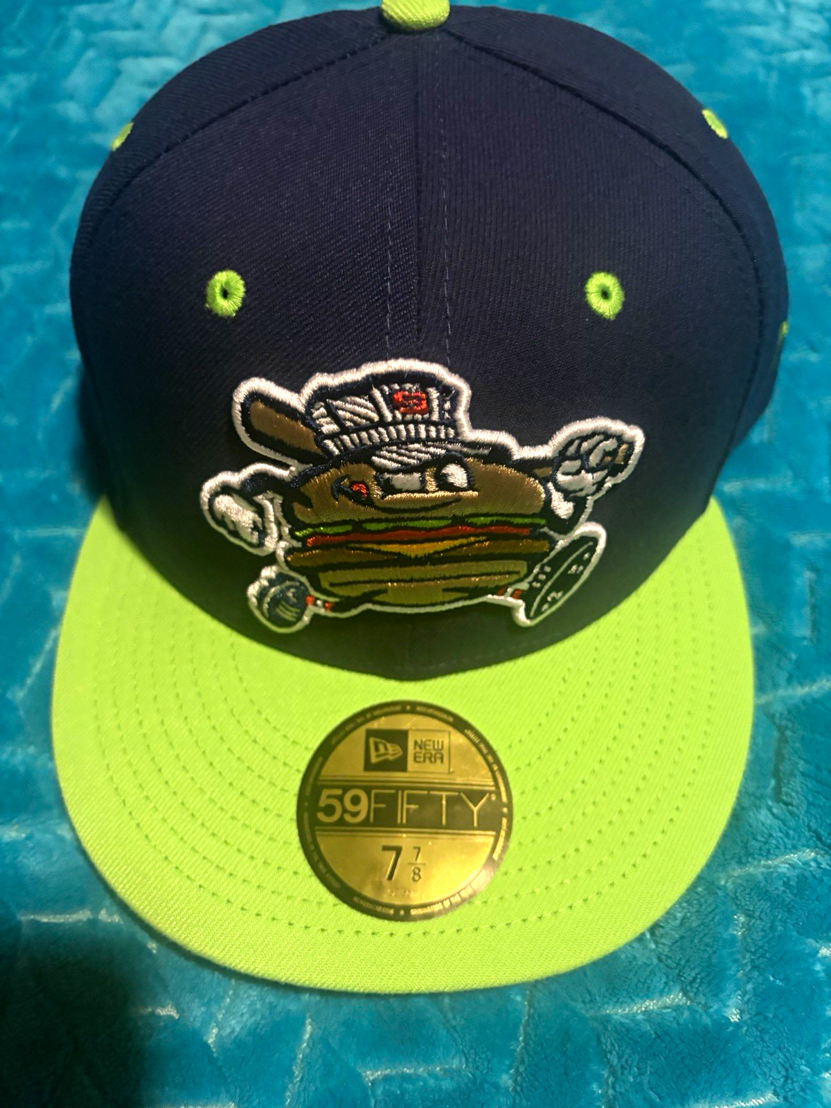 New Era 59FIFTY Fitted Baseball Cap Hat Size 7 7/8 Navy Green Colors
